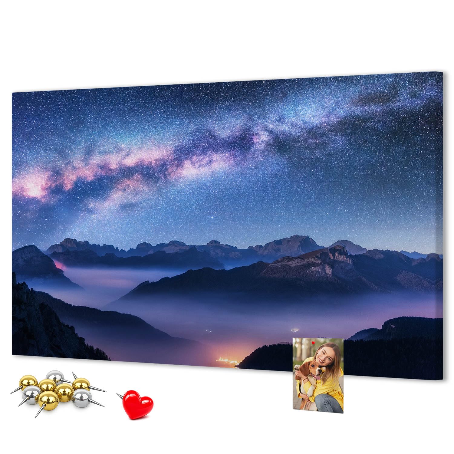 Dekorative Polycanvas Kork-Pinnwand für Ihr Zuhause 100x70 cm Milky Way | Wandbild | Notizbrett | Memoboard | Memowand | Organiser | Steckboard | Pinboard | Wanddeko | Merkzettel | Ordnung