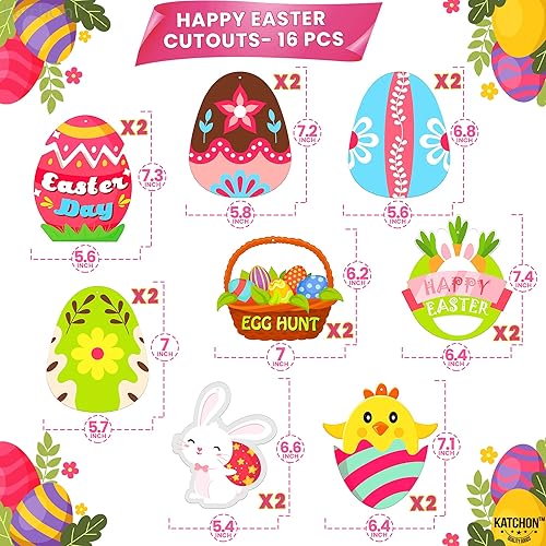 Miniatura 5 de Gran pancarta de Pascua de 72 x 44 pulgadas, remolinos colgantes de Pascua, paquete de 30 unidades, pancarta de conejo de Pascua, decoraciones de
