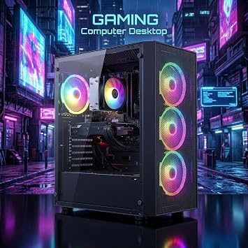 STGAubron Gaming PC Computer Desktop, AMD Ryzen 7 5700G up to 4.6G, GeForce RTX 3050 6G, 16G DDR4, 1T SSD, WiFi 6, BT 5.2, RGB Fan x4, Windows 11 Home