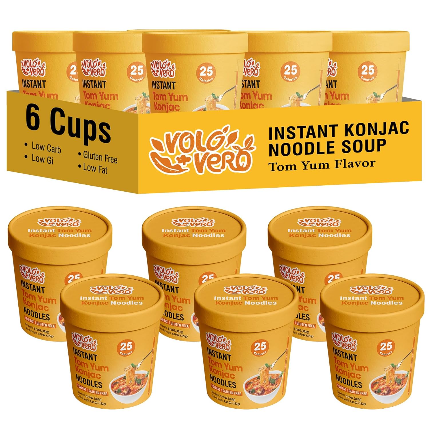 VOLO VERO Konjac Noodles, 16 Packs, Vegan, Gluten-Free, Keto, Low Calorie, Low Sugar, Low GI, Low Carb Shirataki Noodle Pasta, Ready to Eat, Healthy Mael, Holiday Gifts