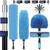 La ForFoir 20ft High Reach Ceiling Fan Duster Kit with 12ft Aluminum Extension Pole - Microfiber Cobweb Remover & Window Squeegee