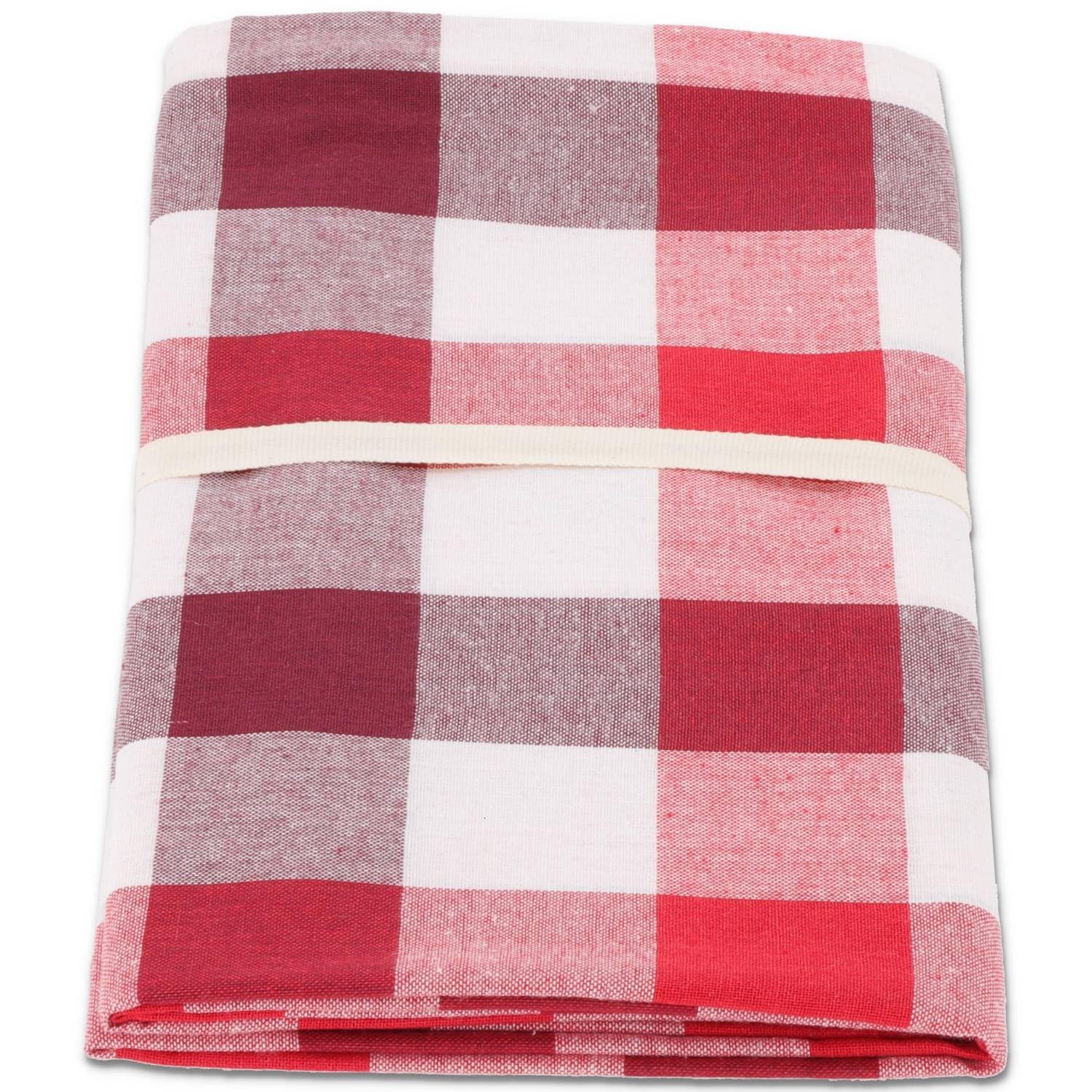 Casatessile Tovaglia in Cotone Jacquard Vichy - Bordeaux, 8 posti 140x220 cm.