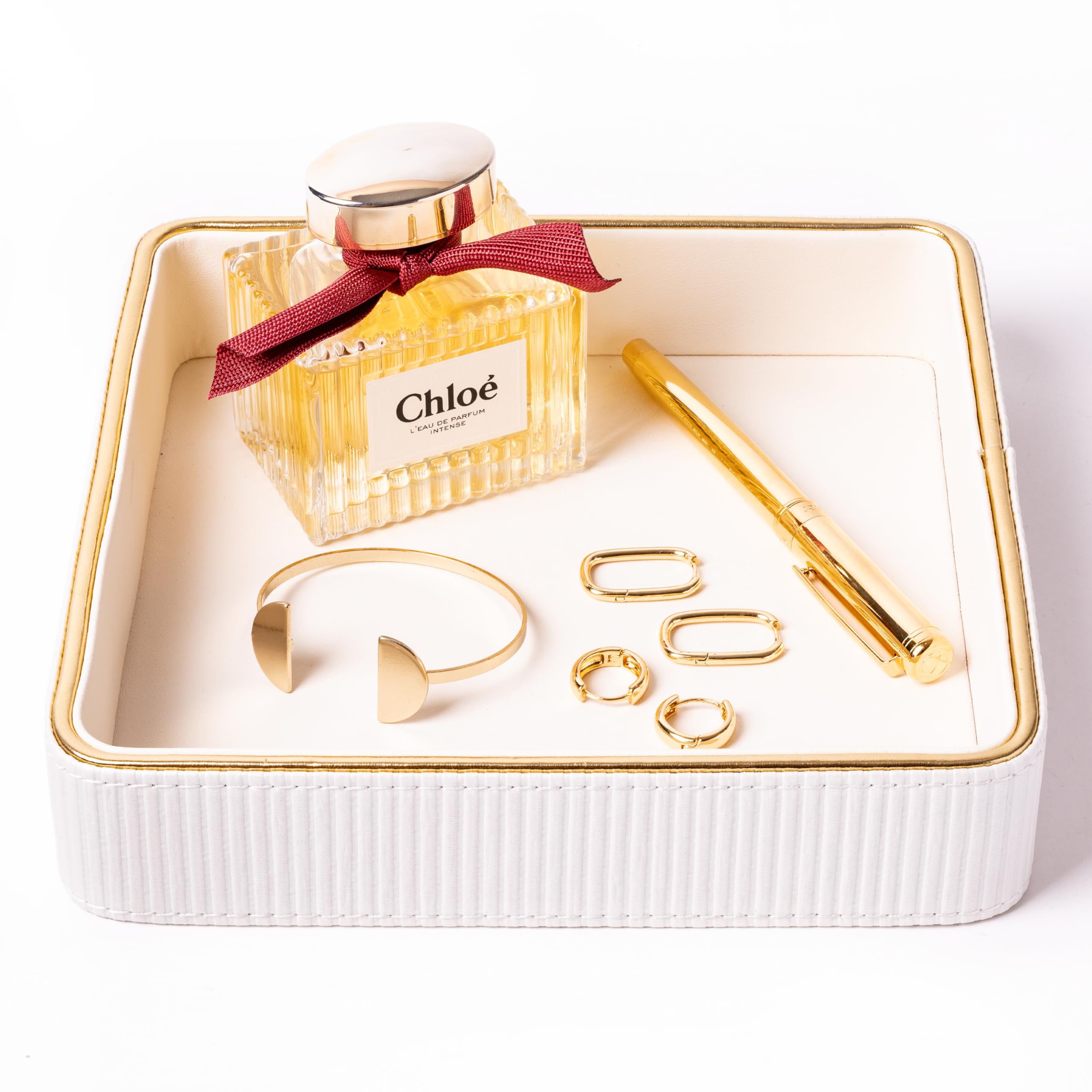 ZHEM Small Night Stand Organizer Nightstand Tray Bedside Table Organizer Women| Dresser Trays for Bedroom Leather Valet Trinket Tray Catch All| Purse