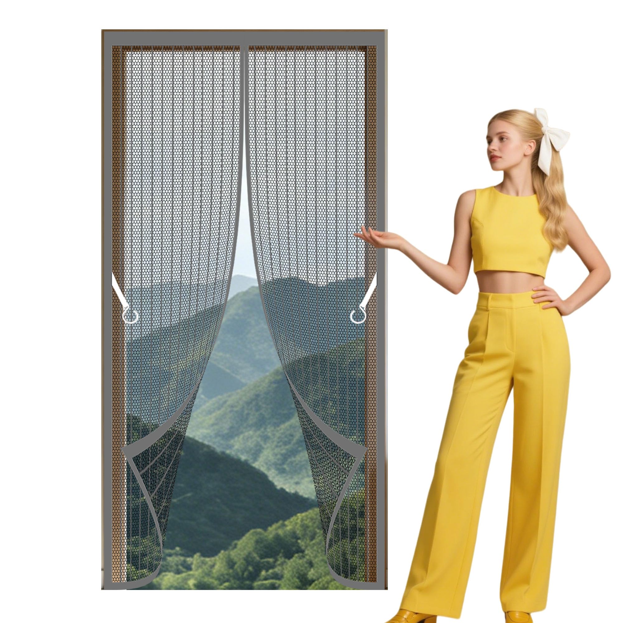 Magnetic Screen Fly Doors 78 x 205 cm Hundreds of Sizes Fly Insect Screen Hands Free Auto Closing Suitable for Balcony, Terrace, Cellar, Bedroom and Sliding Room, Grey