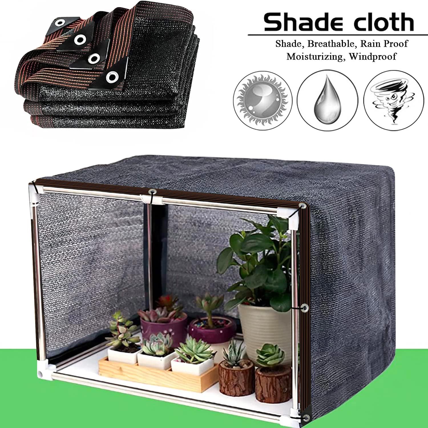 ZOZIJIU Rete Ombreggiante - Rete Ombreggiante con Occhielli, Tenda Leggera e Resistente per Terrazza, Pergola, Balcone, Giardino, Piante, Serra, Pollaio, Esterno (Nero, 6 x 8 m)