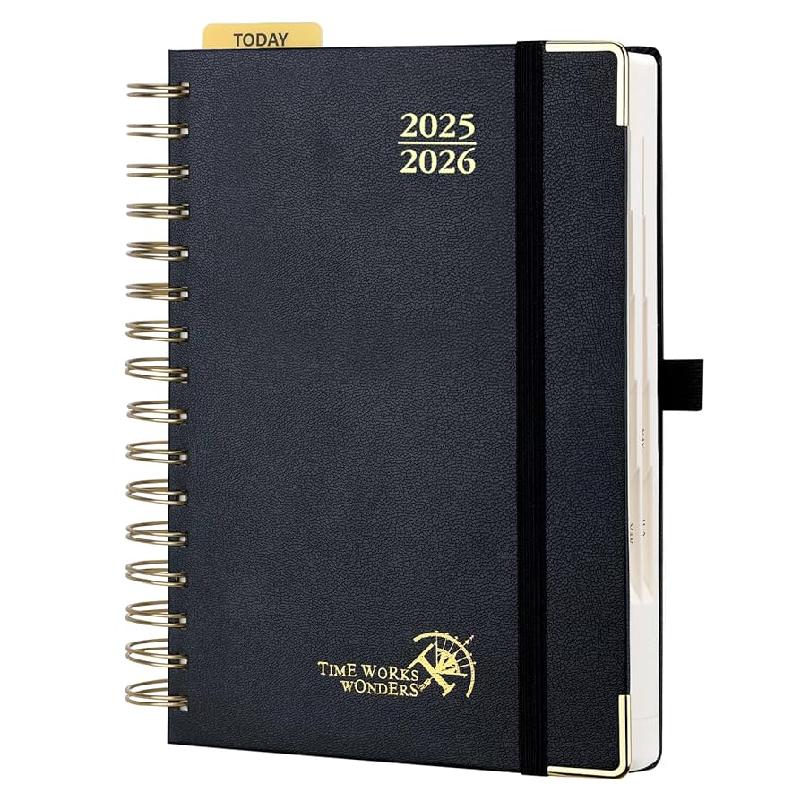 POPRUN Planner 2025-2026, (Medium 6.5'' X 8.5'' Hard Cover) Academic Calendar (July 25-June 26) Daily Weekly And Monthly Appointment Book With Hourly Time Slots, Monthly Tabs, 100 GSM - Midnight Green