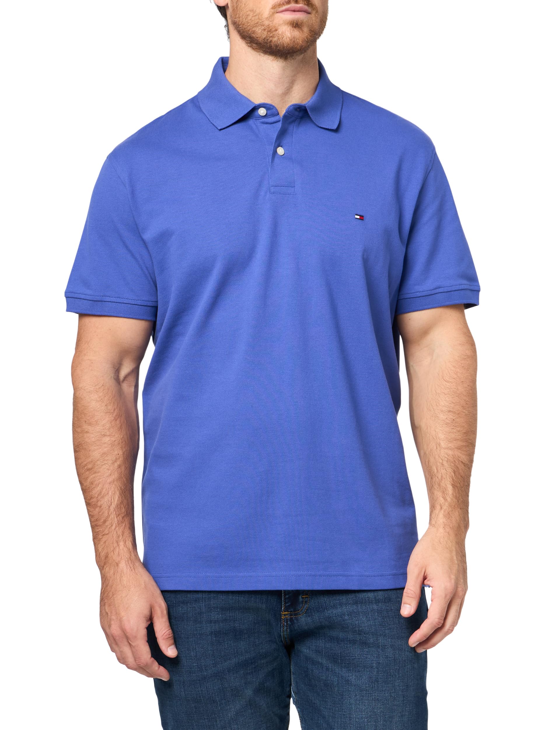 Tommy Hilfiger Men's Short Sleeve Polo Shirts in Classic Fit with Stretch and Organic Pique Cotton
