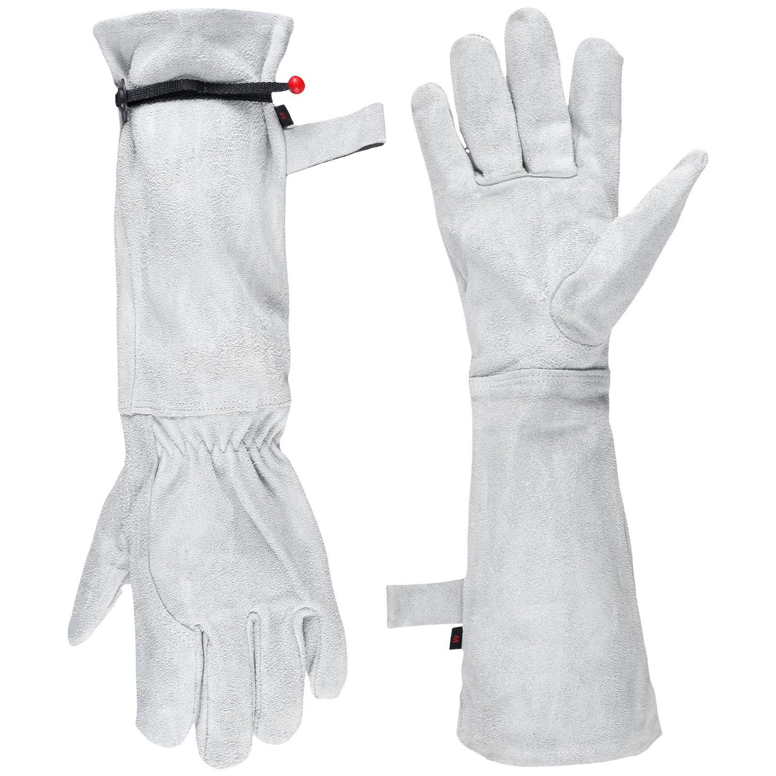 lange gartenhandschuhe Lange, dornensichere Gartenhandschuhe, Lederhandschuhe for Beschneiden von Rosenpflanzen mit Manschette, Unterarmschutz(2pairs)