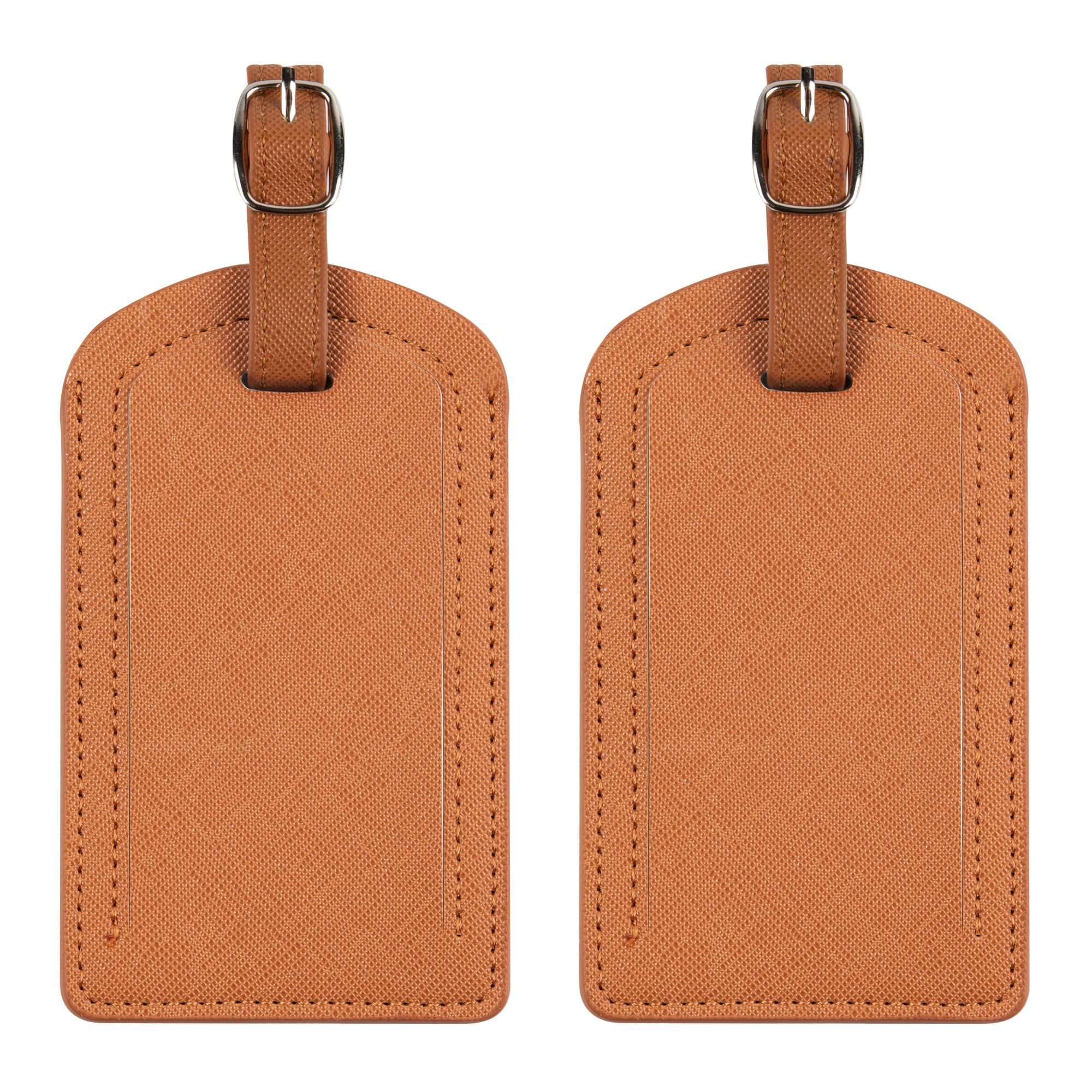 Premium Colored Luggage Tags for Luggage, Travel Bags and Suitcases by Adventure Goods- Tan (Pack of 2)