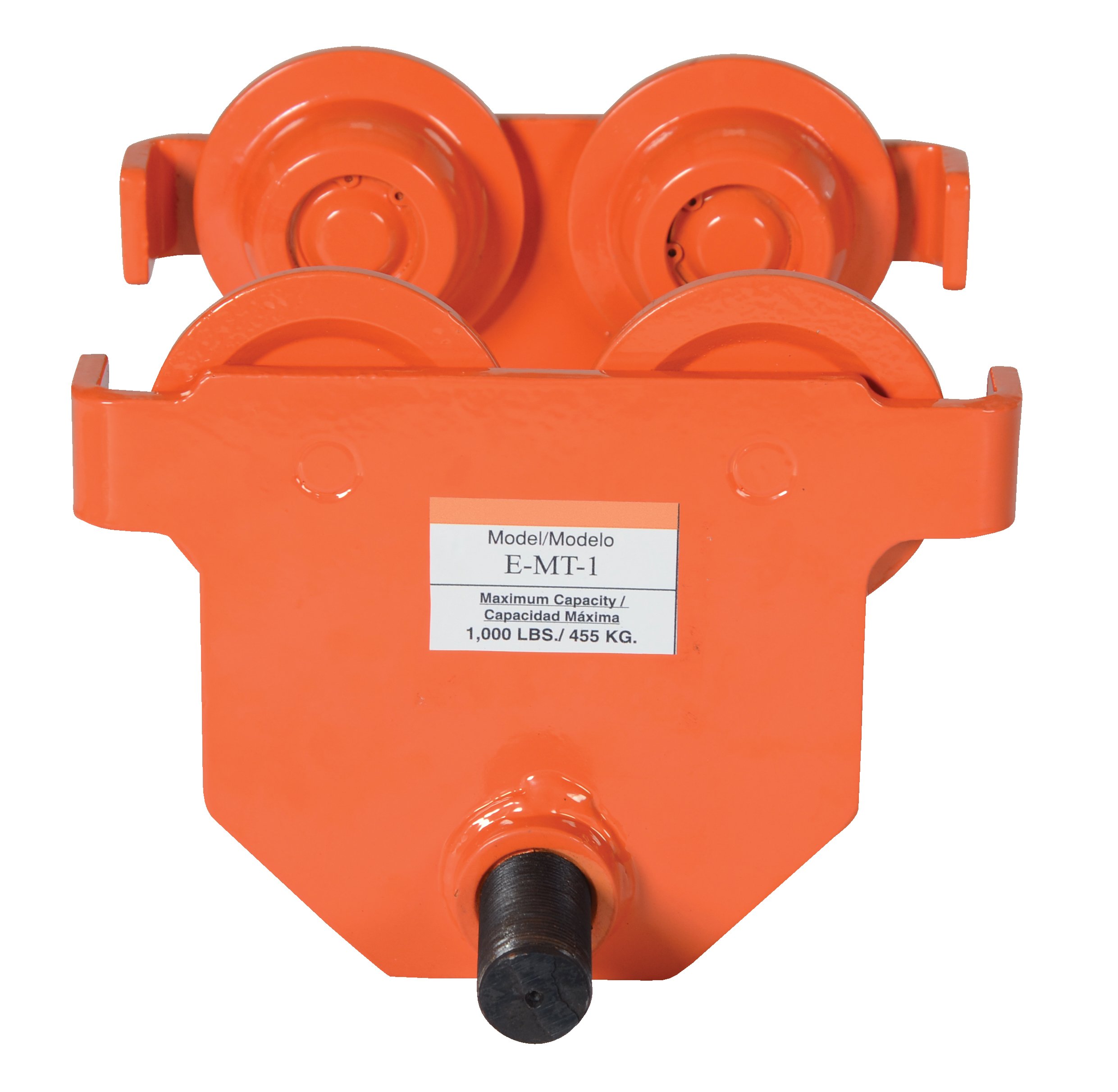 Vestil e-mt-1 Steel Low Profile Eye Manual Push trolley, 453,6 kilogram. Capacità, 2 – 8 – 5/20,3 cm I-beam flange, 2 – 1/5,1 cm headroom