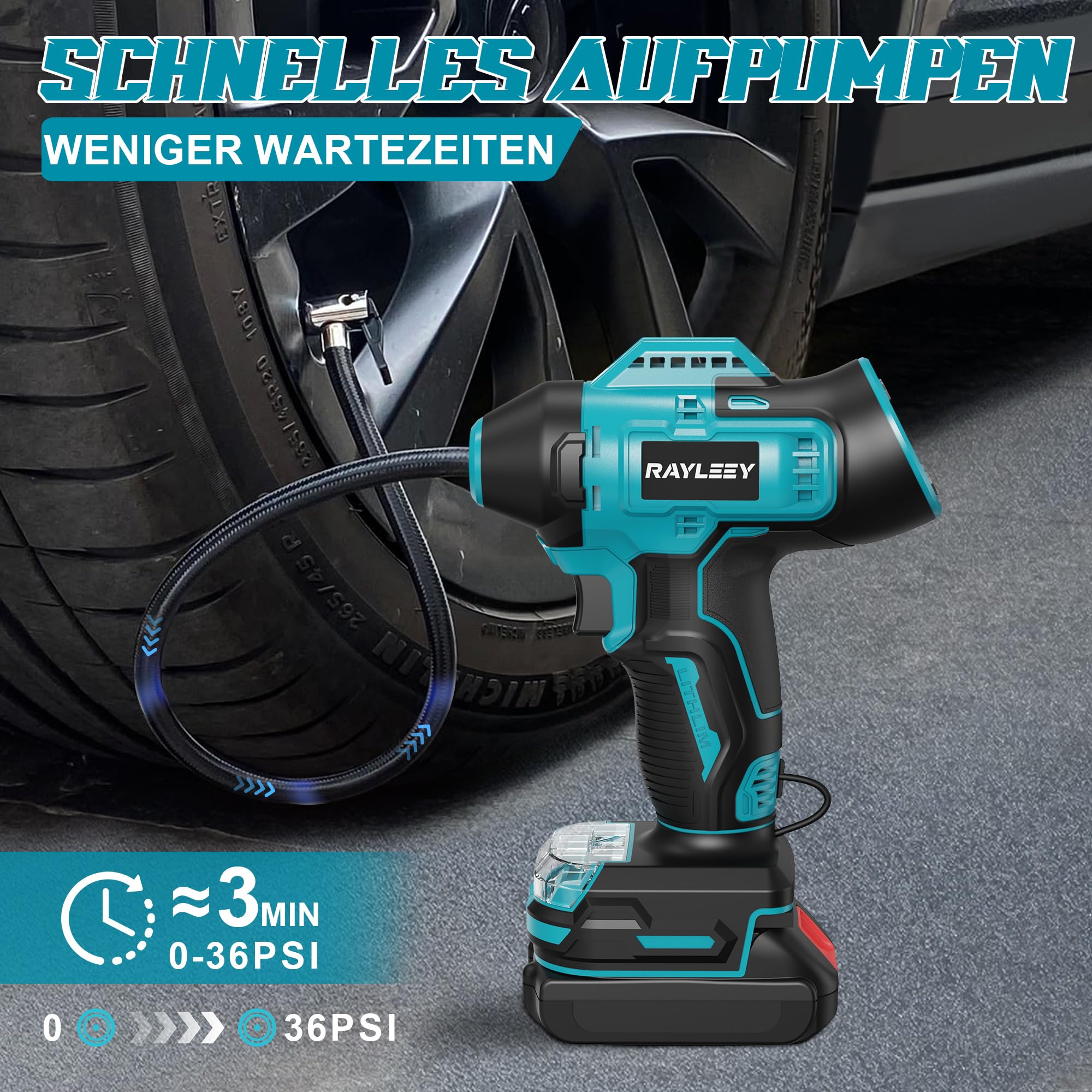 Akku Kompressor für Makita LXT-18V-Akku, 11 Bar/160PSI Luftkompressor Akku mit Automatische Abschaltung, Elektrische Luftpumpe für Auto, Motorrad, Fahrrad, Bälle (ohne Akku)