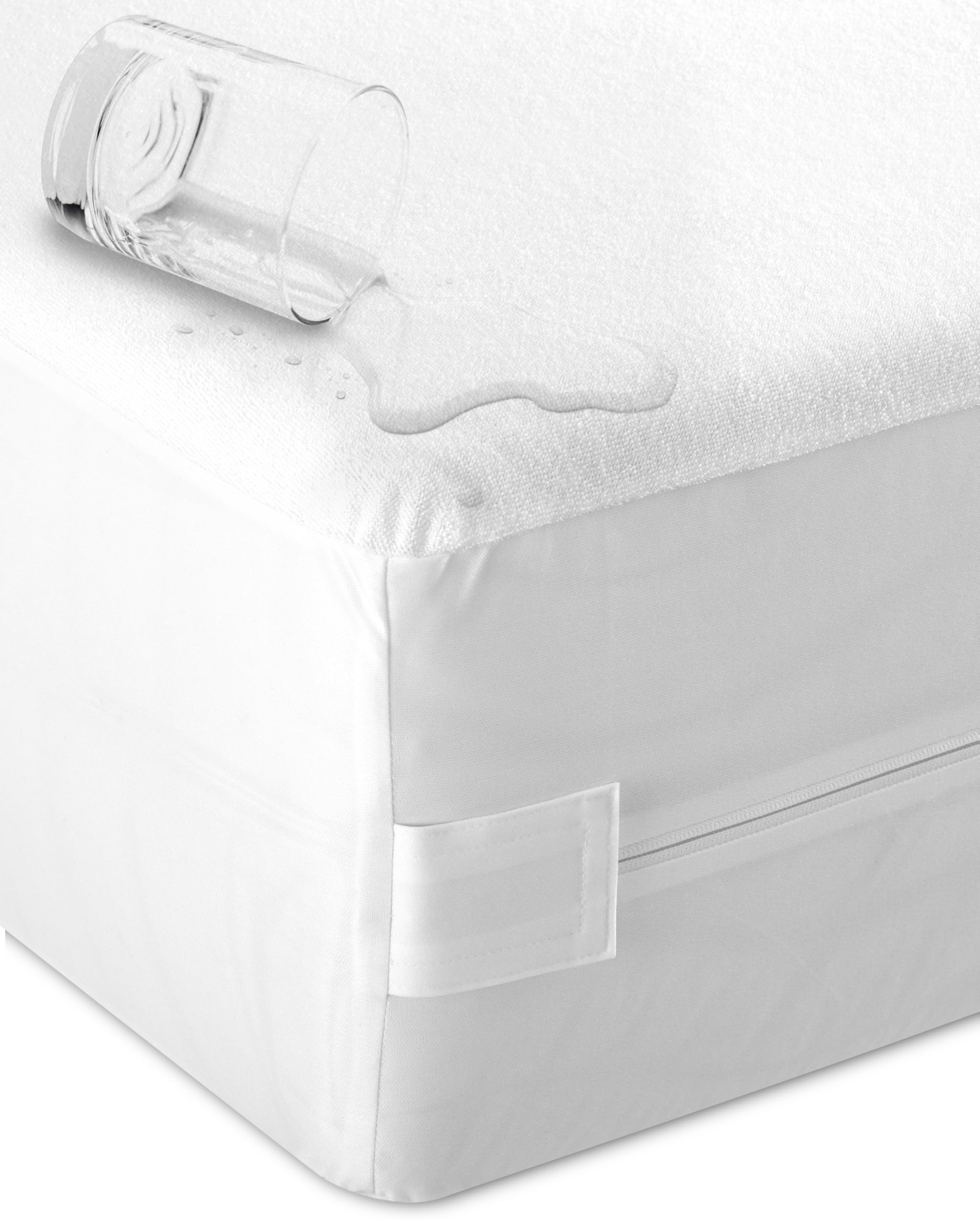 Sensalou Fodera Materasso 180 x 200 x 25 cm Impermeabile e Anti Acari contro Cimici dei Letti, Encasement Silenzioso per Allergici, Coprimaterasso in Spugna Morbida, con Cerniera