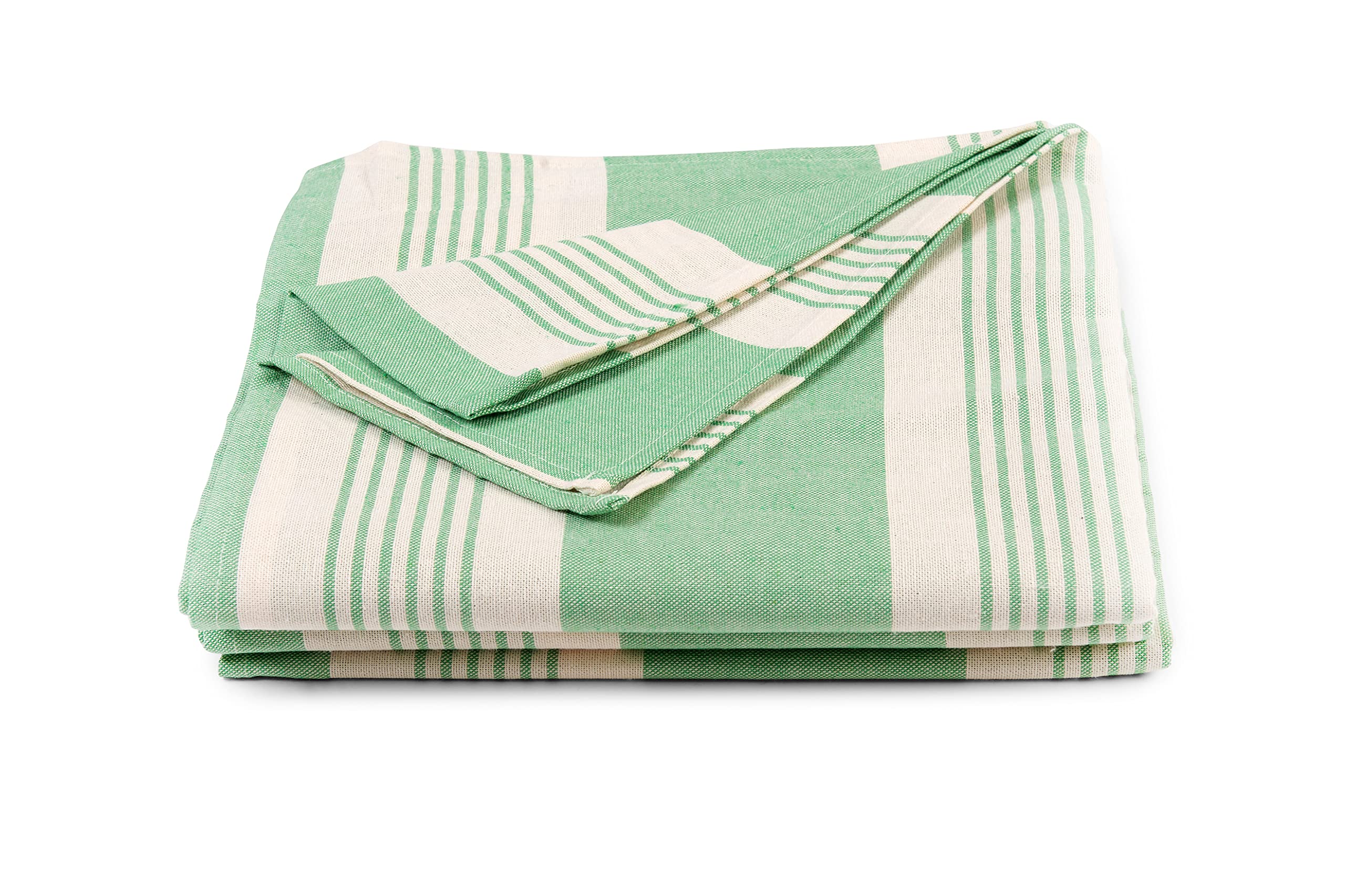 Telo Copridivano In Cotone 260x280 Cm - Made In Italy - Righe Verde - Multiuso Leggero - Foto 8