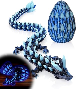 GemmiCho 3D Printed Dragon Egg Glow in The Dark, 12" 3D Printer Dragon Toys for Kids, 3D Dragon for Stress Relief, Dragon Egg Figurines Fidget Toys for Boys Kids Teen 5-7 4-6 8-12