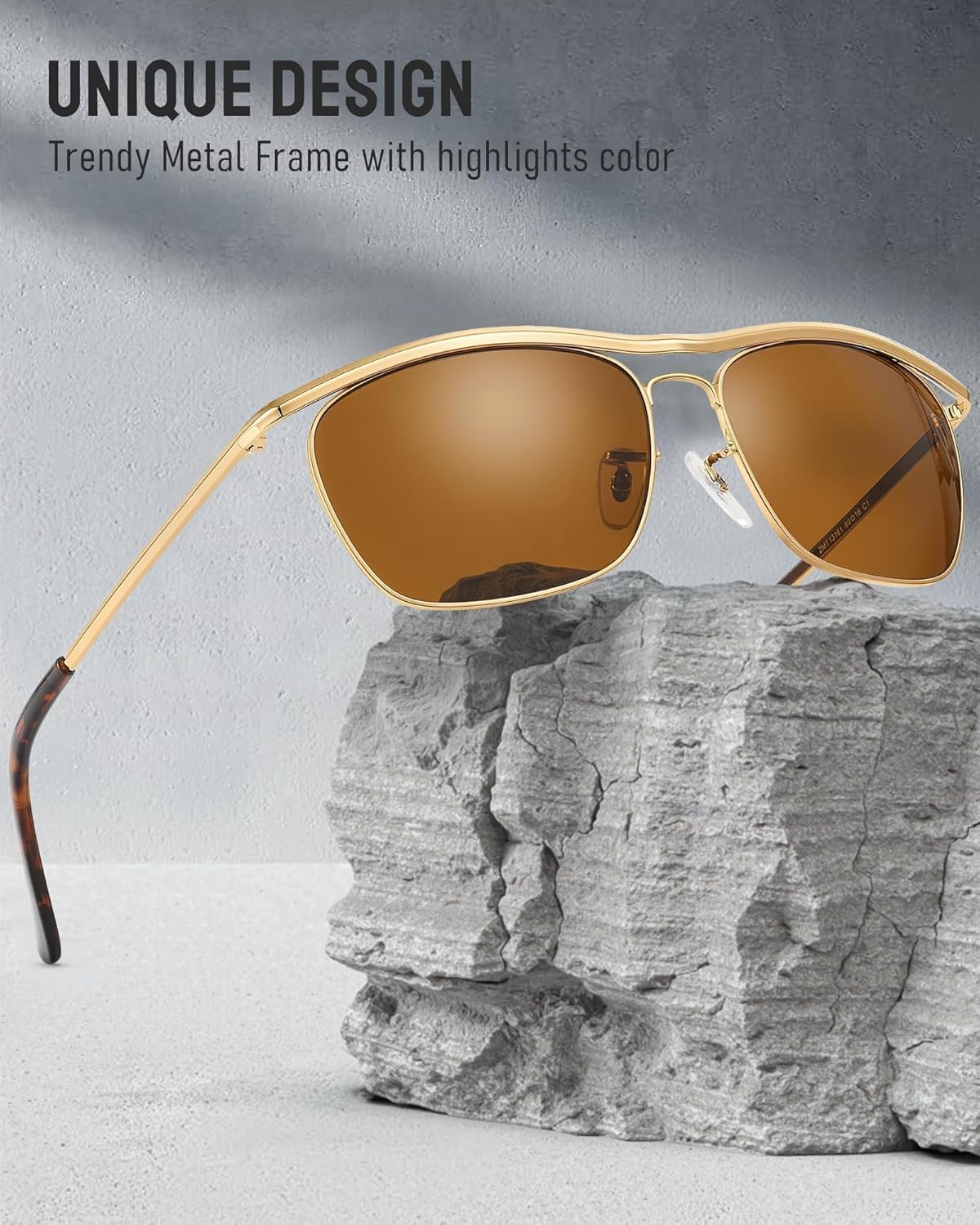 JIM HALO Aviator Sunglasses for Men, Retro Rectangle Driving Sun Glasses Womens UV400 Protection Flat Metal Eyewear - Image 7