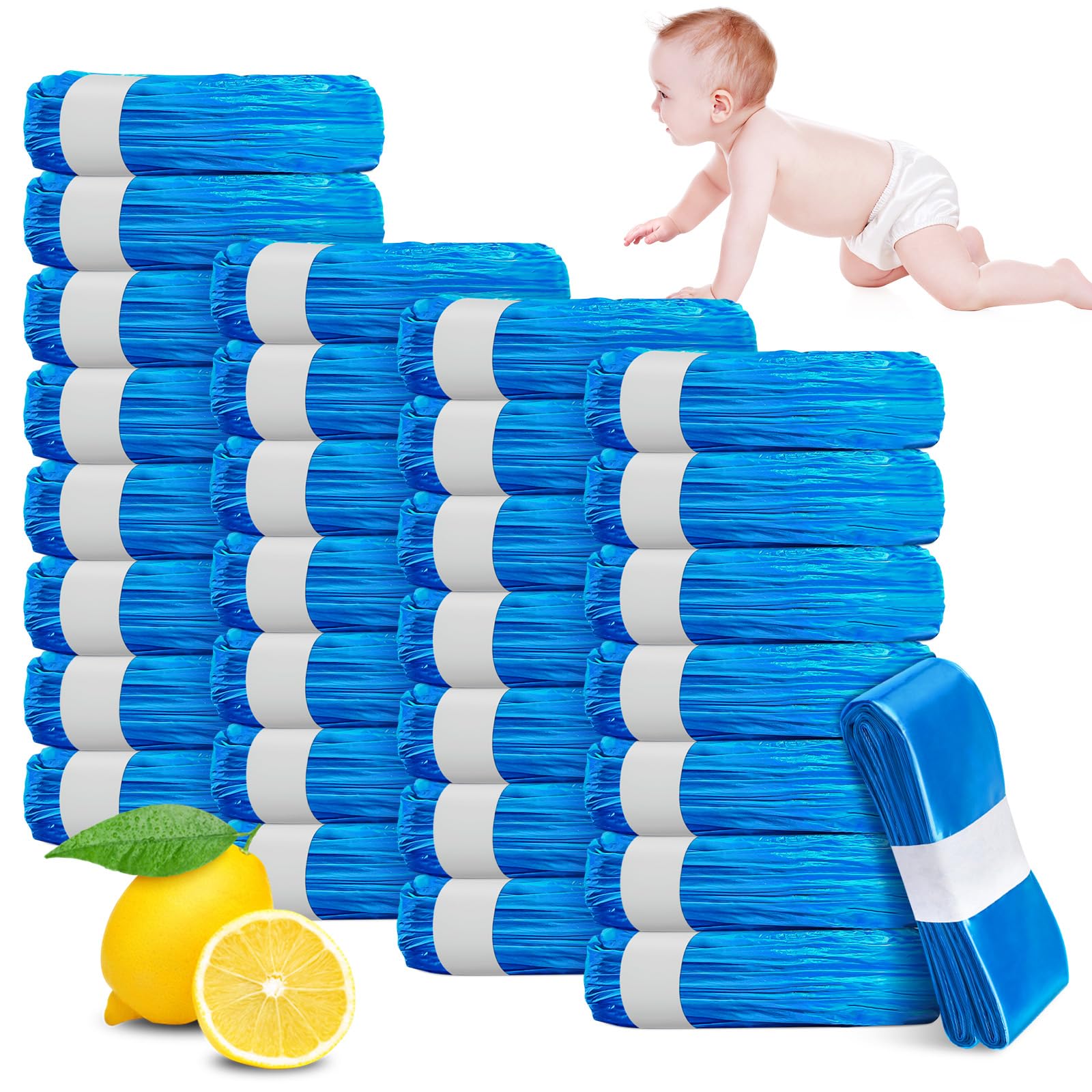 AOJN 30 Pack Nappy Bin Refills, Multi-Layer Anti-Odour Diaper Pail Bags, Baby Diaper Pail Liner
