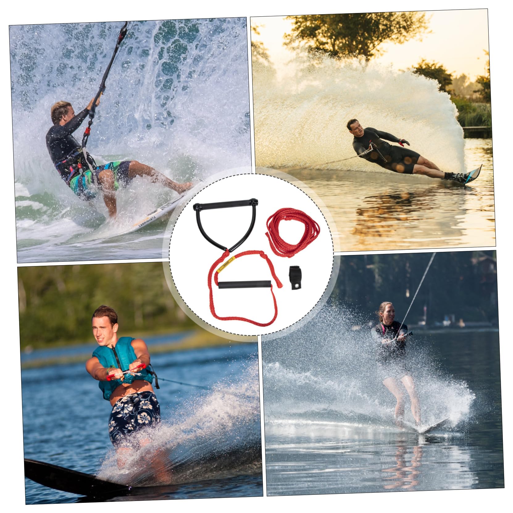 Wasserski Seil mit Griff Abriebfestes UV beständiges Zugseil für Wassersport Hellfarbig Robust und Langlebig Geeignet für Wakeboard Ski Board und Bootsschleppseil Praktisches