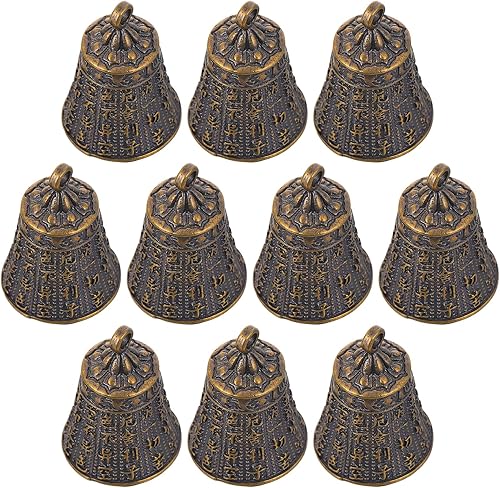 LUOZZY 10 campanas colgantes pequeñas de latón, campanas vintage, campanas para manualidades, accesorios para colgar campanas de viento, huerto,