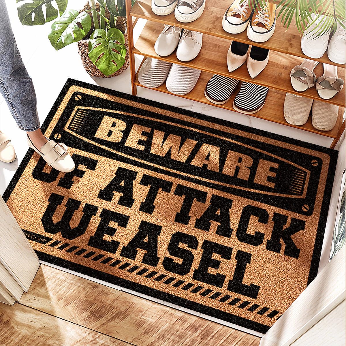 Tapis de porte d'entrée en jute de qualité supérieure avec inserts Evergreen Wave 50x80 cm