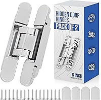 Vista 1 de 6" Hidden Door Hinges (Pack of 2) – Invisible Hinge Concealed Hinges for Secret Door, Secret Door Hinges Hidden Hinges 3 Way Adjustable 180° Swing