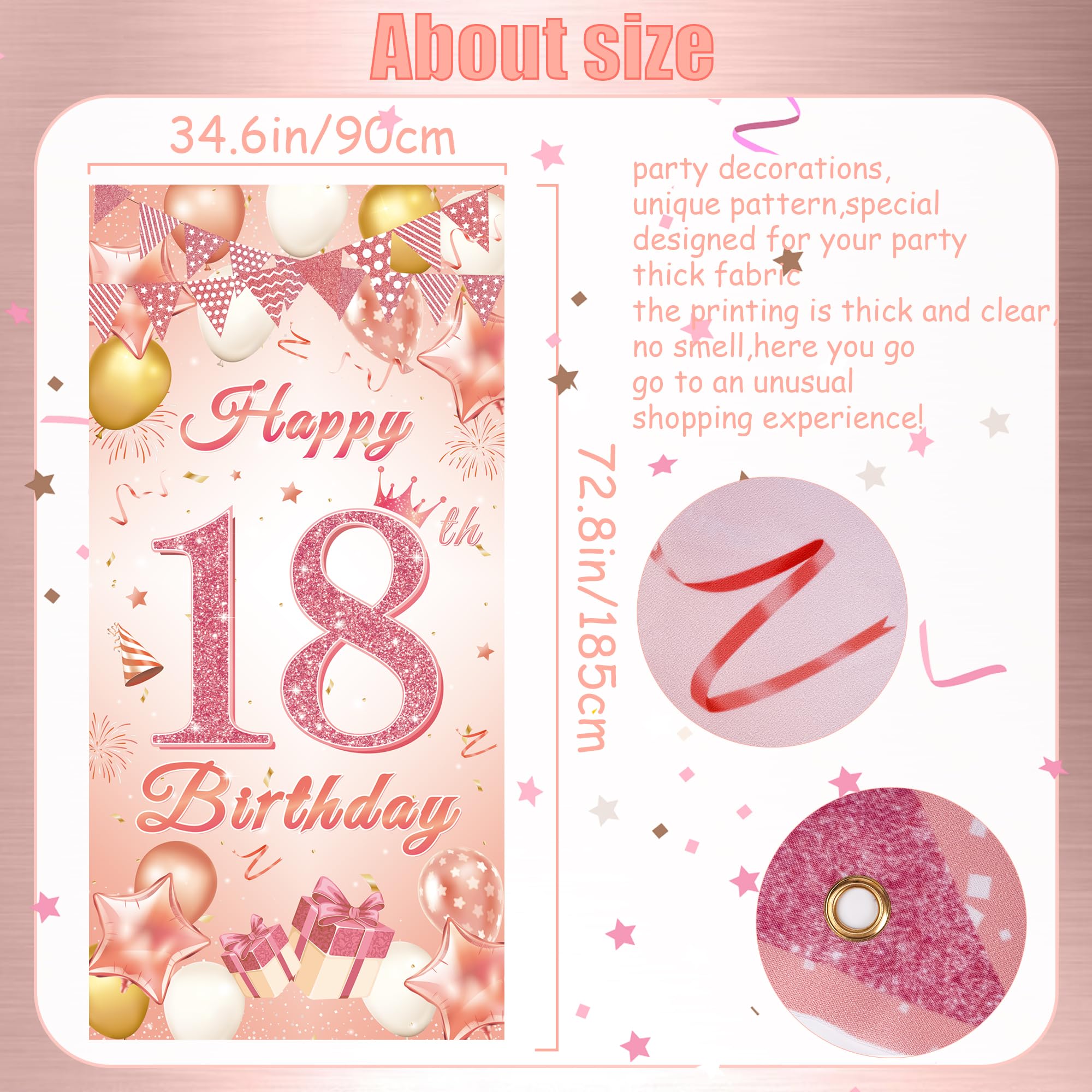 AIZHAZHA Decorazioni 18 Anni Ragazza, Addobbi 18 Anni Ragazza, Banner Compleanno 18°, Striscione Buon per Il 18° Compleanno Festone Decorazione per Ragazze, in Oro Rosa, 18° Ghirlande a Spirale