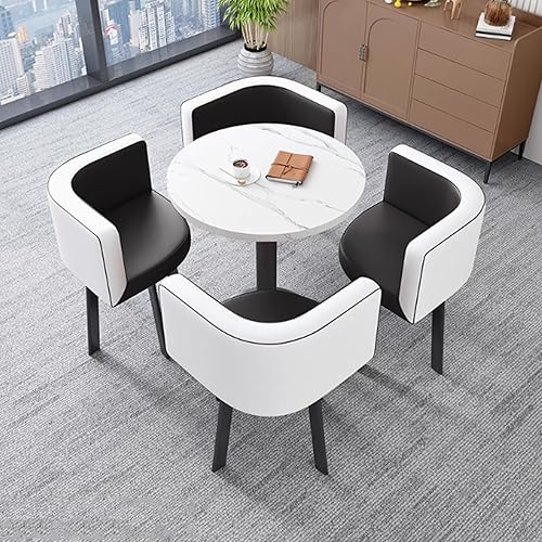 Miniatura 19 de YVYKFZD Mesa redonda de conferencias, mesa de oficina pequeña, sala de recepción, mesa de club, juego de mesa de comedor de cocina simple, mesa de