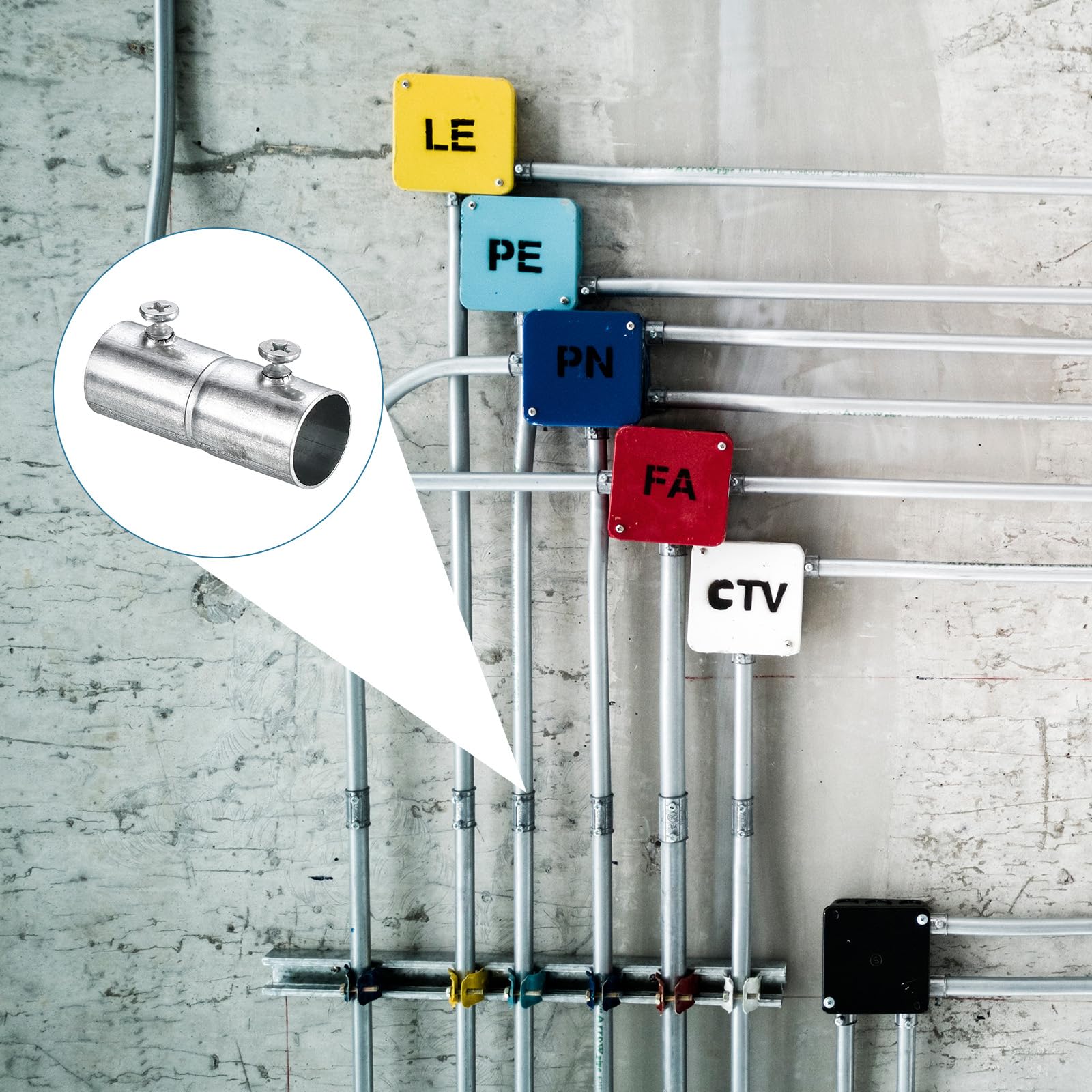 Sourcing Map EMT-Kupplungen 16 Mm – 10 Stück, 47 Mm Länge, Für Elektrische Metallrohre | Set-Schraubkupplung Zum Verbinden