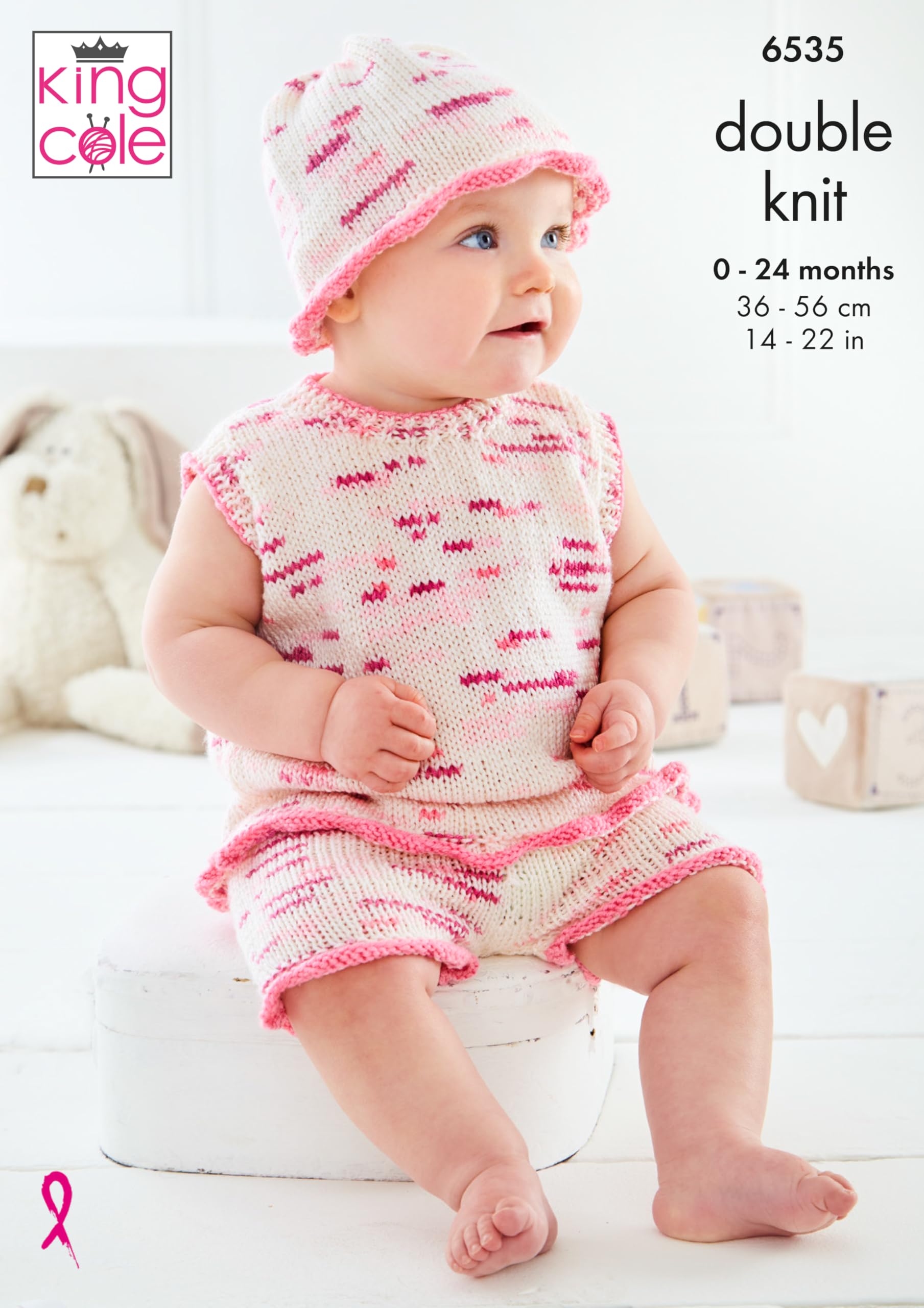 King Cole Baby Pattern (6535) Knitted in Dot Dot Dash - Baby Set Knitted in Dot Dot Dash DK