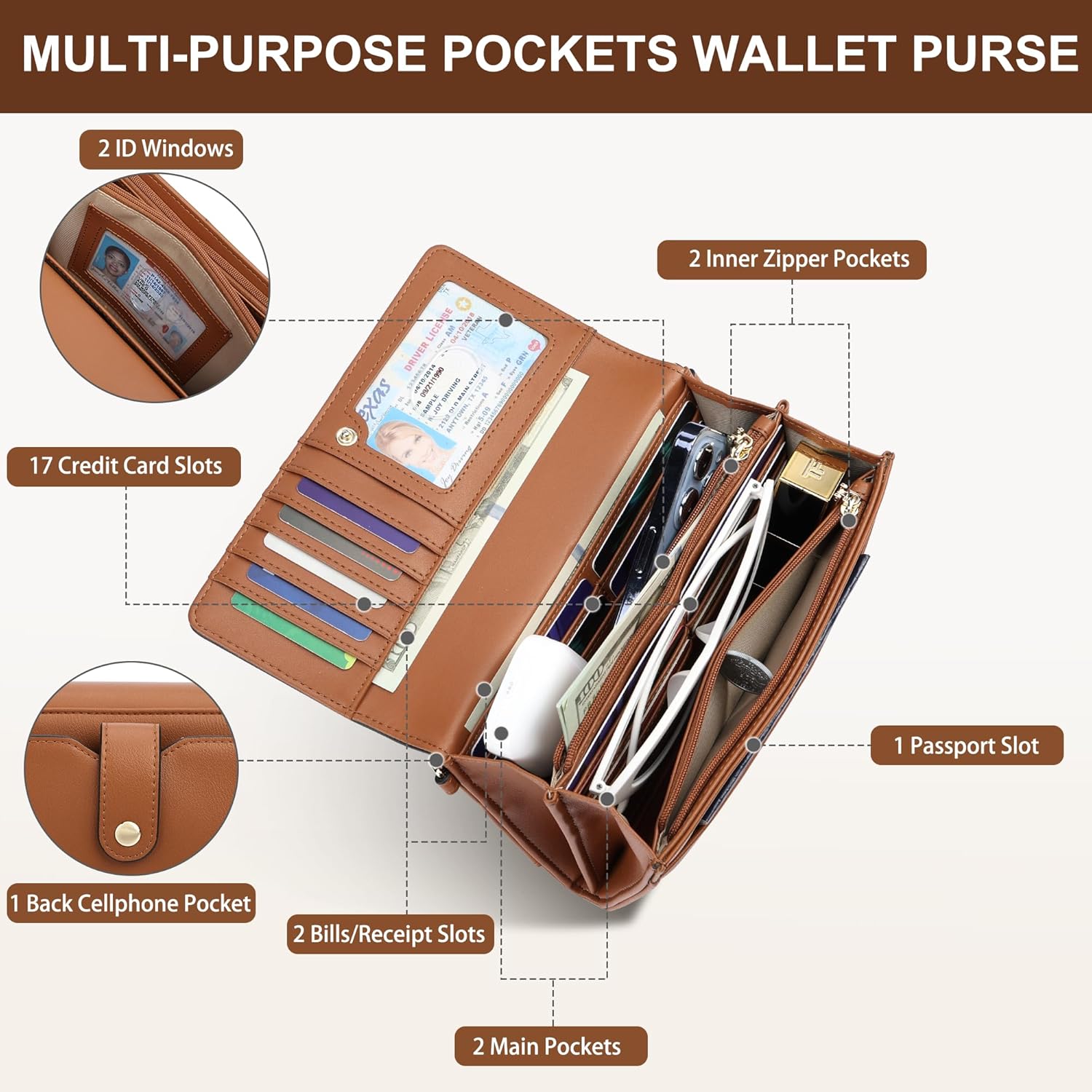 Small Crossbody Bags for Women RFID Vegan Leather Wristlet Phone Mini Purse Shoulder Handbag Wallet Travel Purse - Image 3