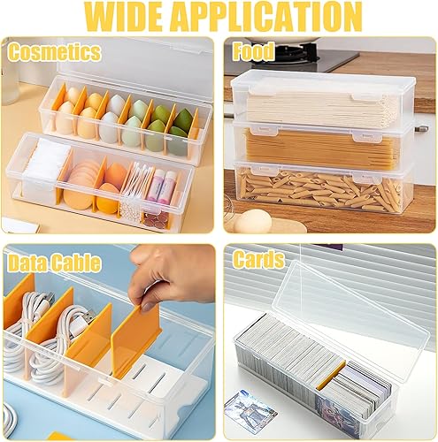 Miniatura 8 de Paquete de 2 cajas organizadoras de cables transparentes con tapa, caja organizadora de cables de plástico con 16 bridas de alambre, organizadores