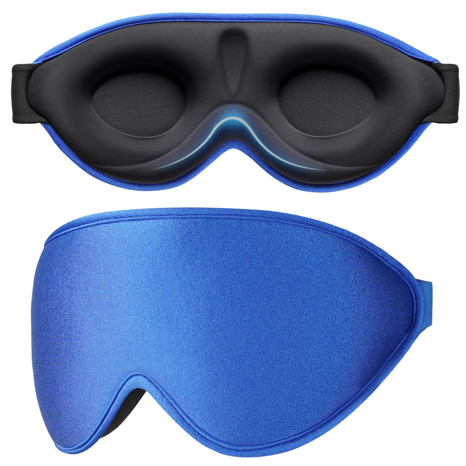 Gritin Schlafmaske für Seitenschläfer, 3D Augenhöhlen Schlafbrille mit Verstellbar Gummiband, Lichtblockierend und Atmungsaktiv, Bequem & Ergonomisch Augenmaske für Mann und Frau, 2 Paar Ohrstöpseln