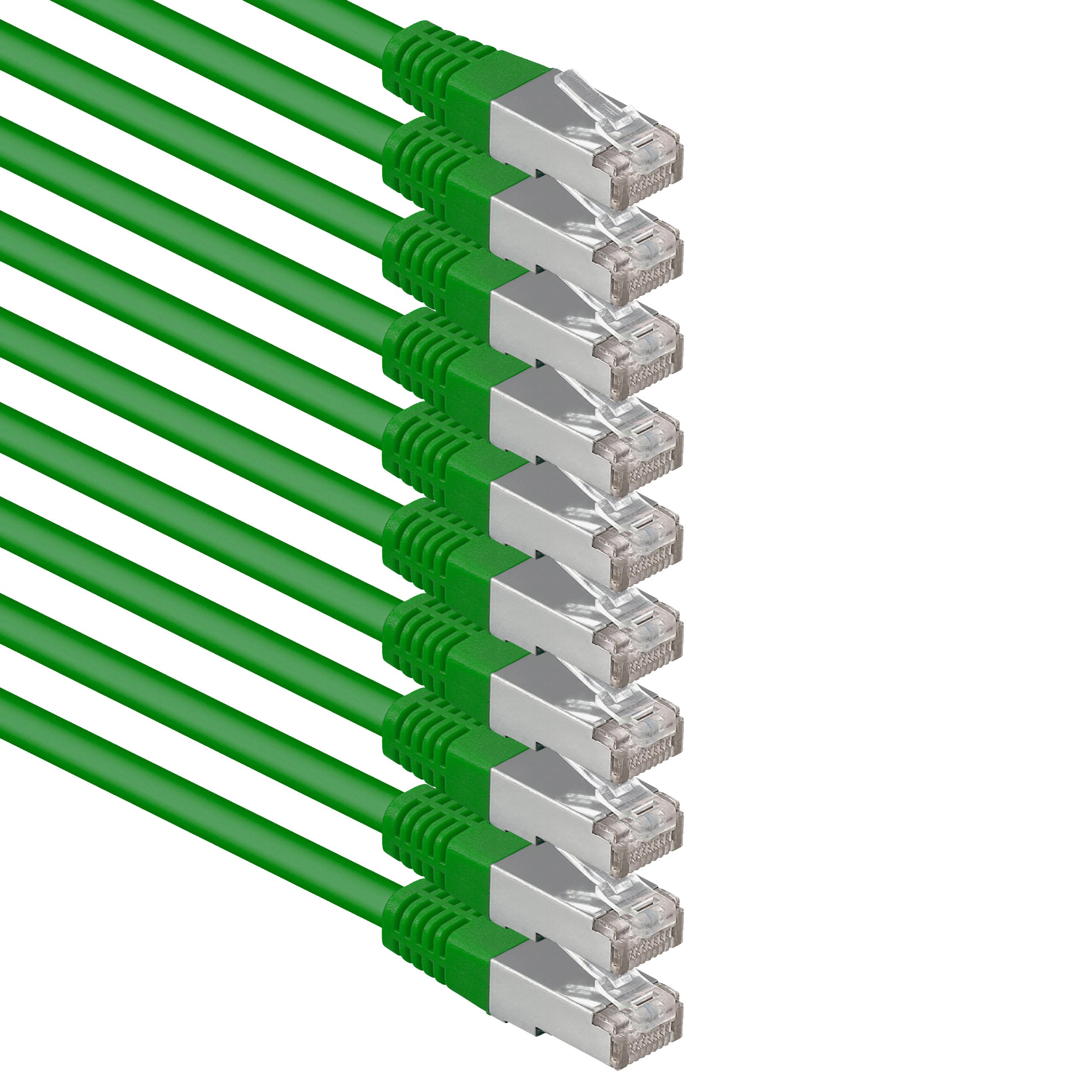 1aTTack.de Ethernet cable Cat.6-10m green - 10 pieces SFTP PIMF LSZH Copper