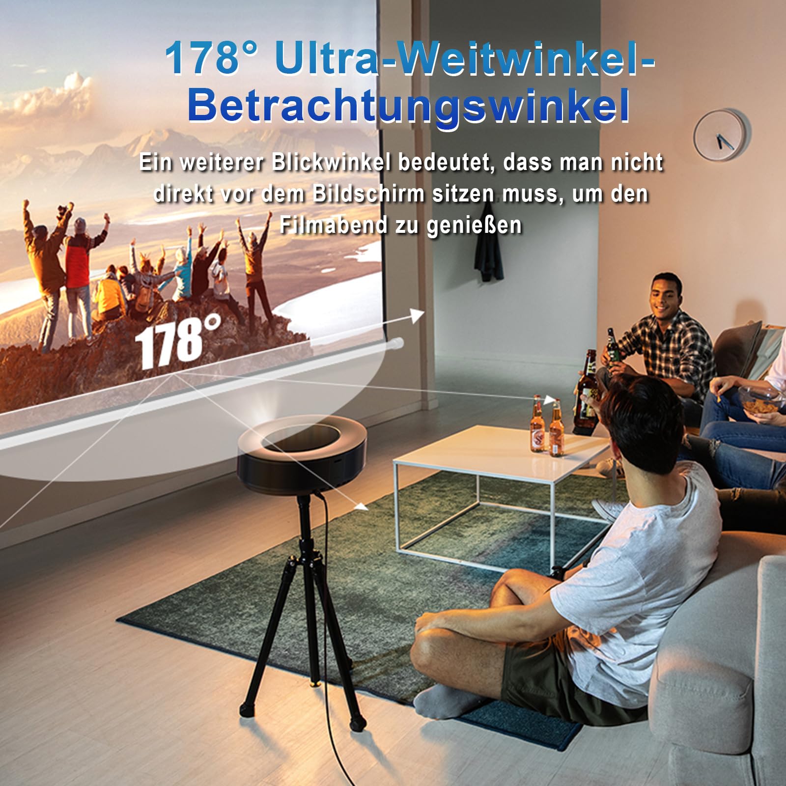 IN&VI Beamer Leinwand Elektrisch Mit Fernbedienung,Projektor Leinwand 4K HD 100 Zoll Format 16:9 Projektionsleinwand für Heimkino und Präsentation,Zur Decken-/ Wand-Montage