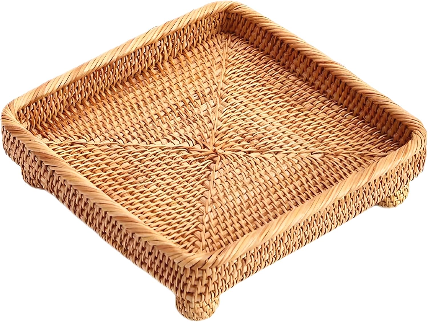 ilan 9" Square Rattan Decorative Riser for Display,Small
