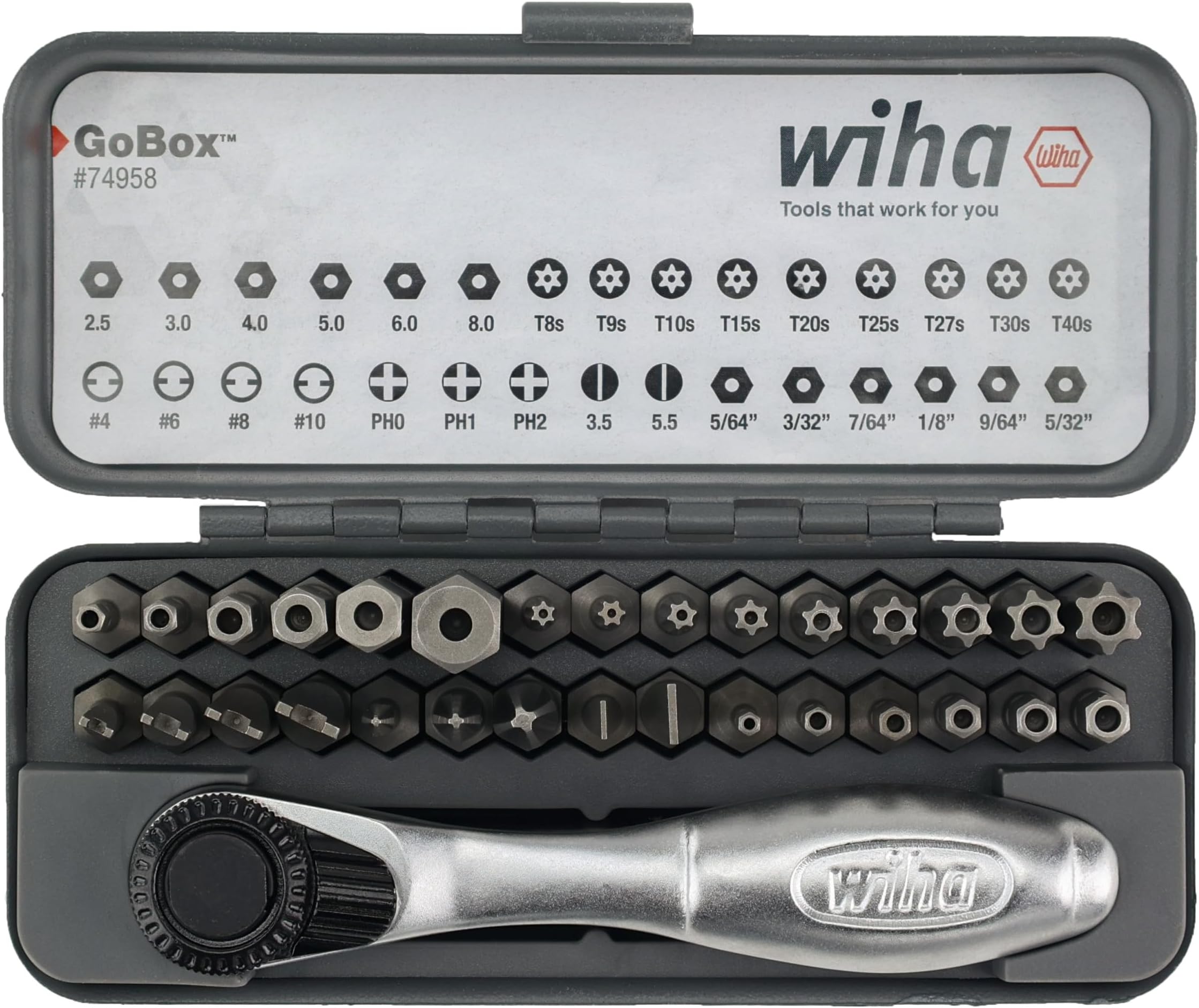 74958 32 Piece GoBox Security Bit Set with Mini Ratchet