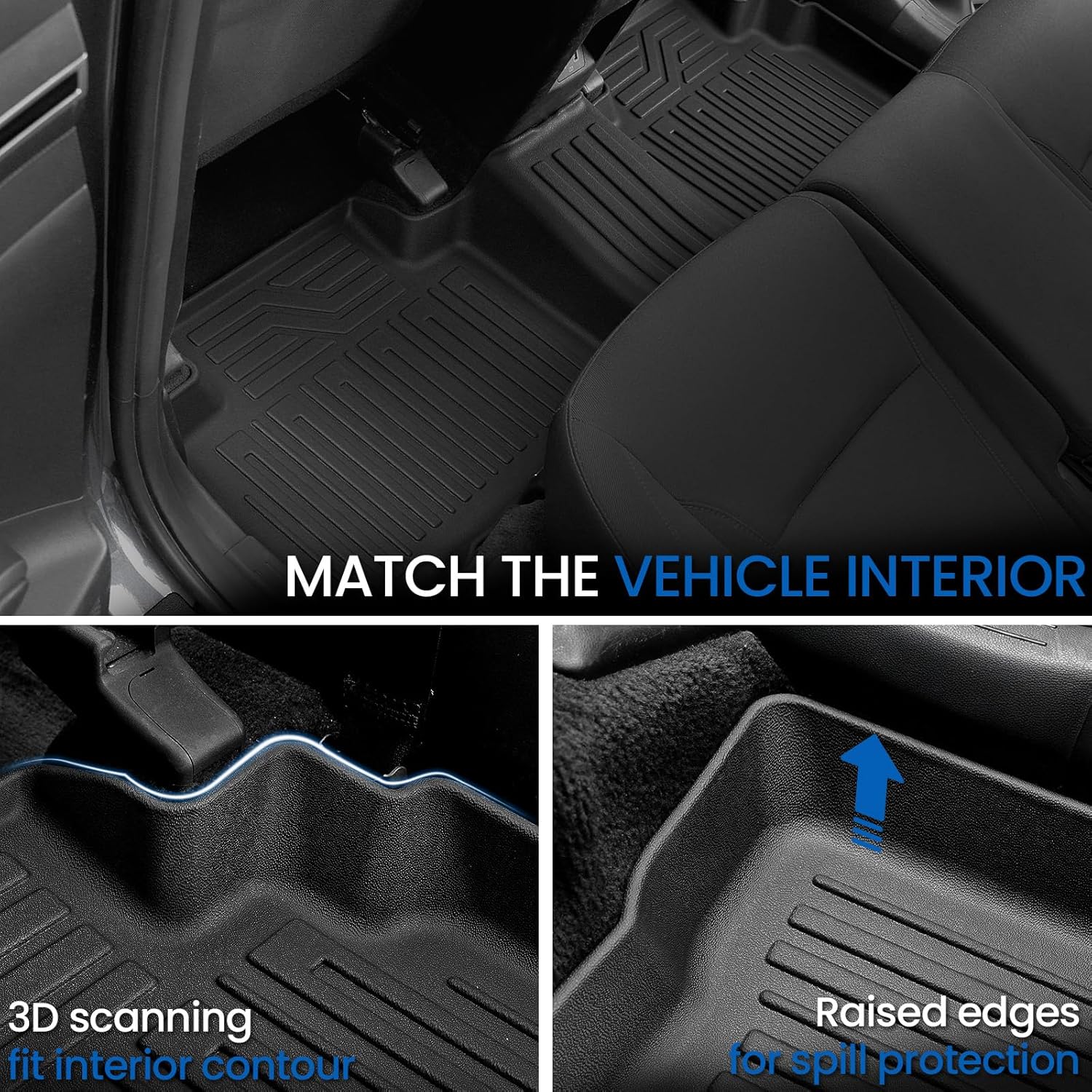 Floor Mats Set for Hyundai Tucson 2022-2025 2026 Gasoline Version (Not fit Hybrid), All Weather TPE Cargo Liner Backrest Mat Trunk Mat Door Sill Guards Accessories (Gas Model)