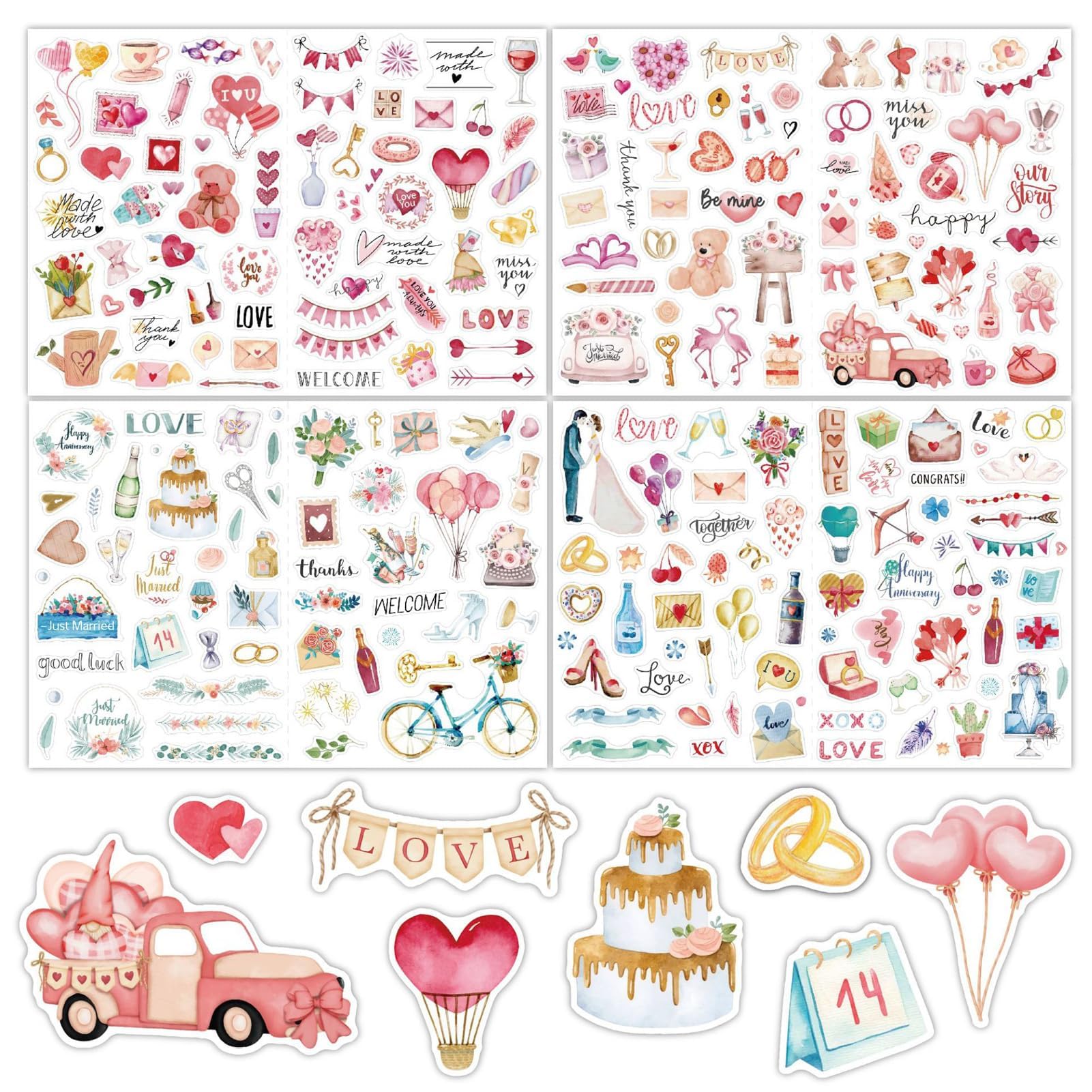 Ta Merry Juego de pegatinas para boda, libro de visitas (220 diseños), pegatinas para álbum de fotos, boda, álbum de recortes, para diario o libro de visitas (Wedding 1)
