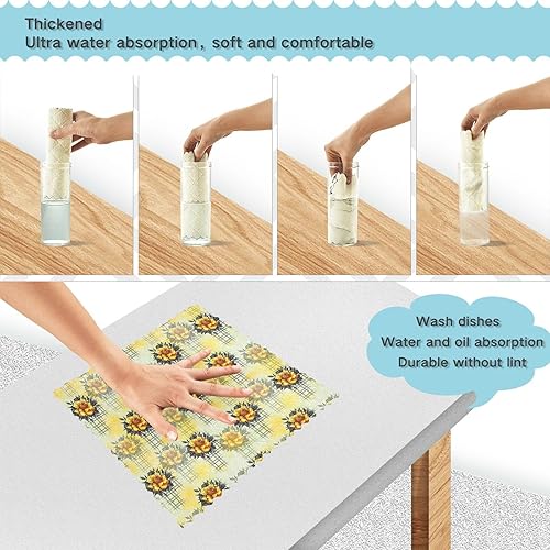 Miniatura 4 de FRODOTGV Lining Rose Flower Soft Decorative Microfiber Dish Drying Towel Absorbent Set of 6 Kitchen Tea Towels for Countertop Coffee