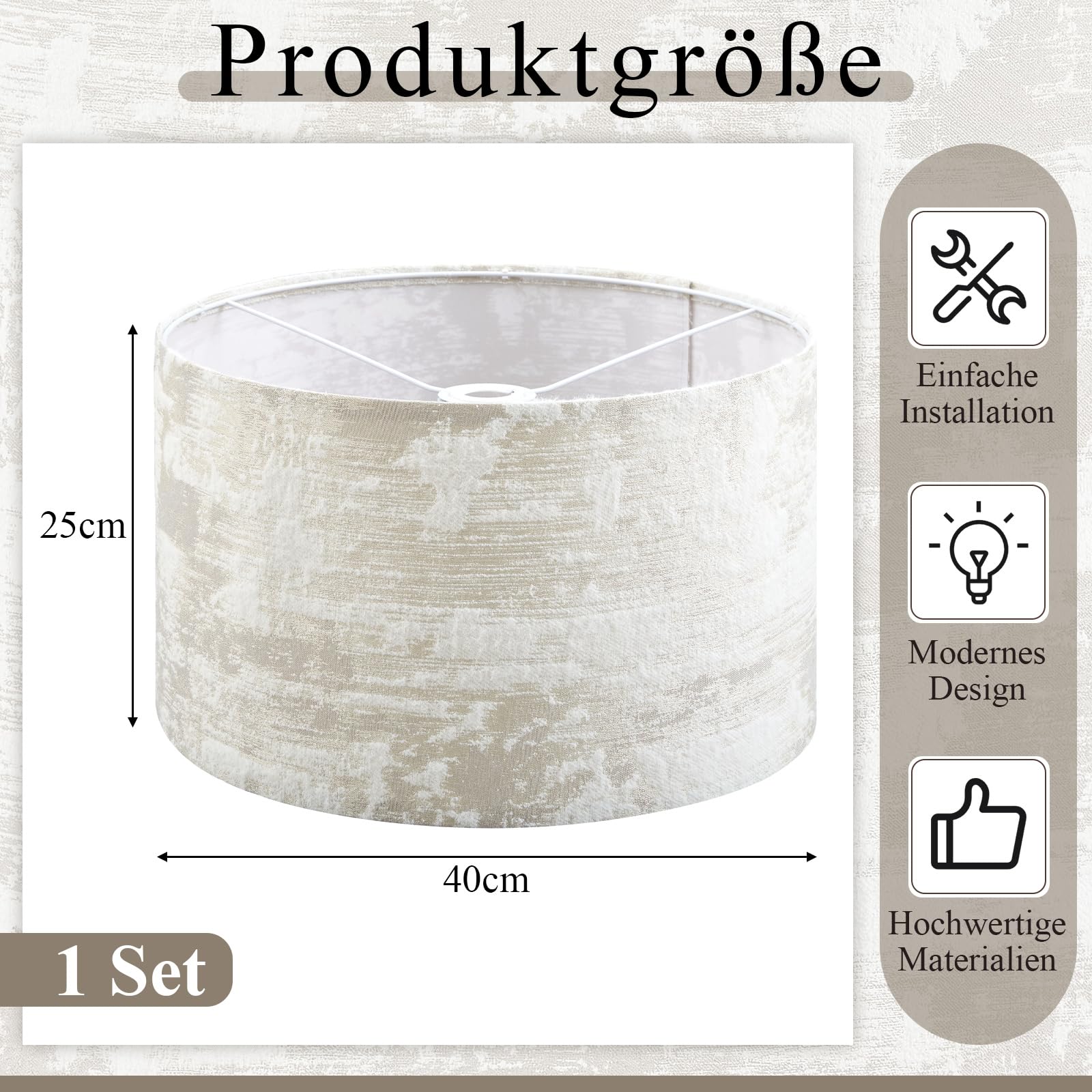 Weewooday 1 Pezzo Paralume in Tessuto in Stile Retrò Ø 40 x 25 cm con Anello Adattatore da E27 a E14 Paralume di Ricambio Rotondo per Lampade a Sospensione Lampade da Terra(Bianco)