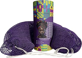 AFRIKI African Net Sponge – Exfoliating Body Scrubber, Black Owned & Rooted in Africa, All Skin Types | 45 in Long (Dark Purple)