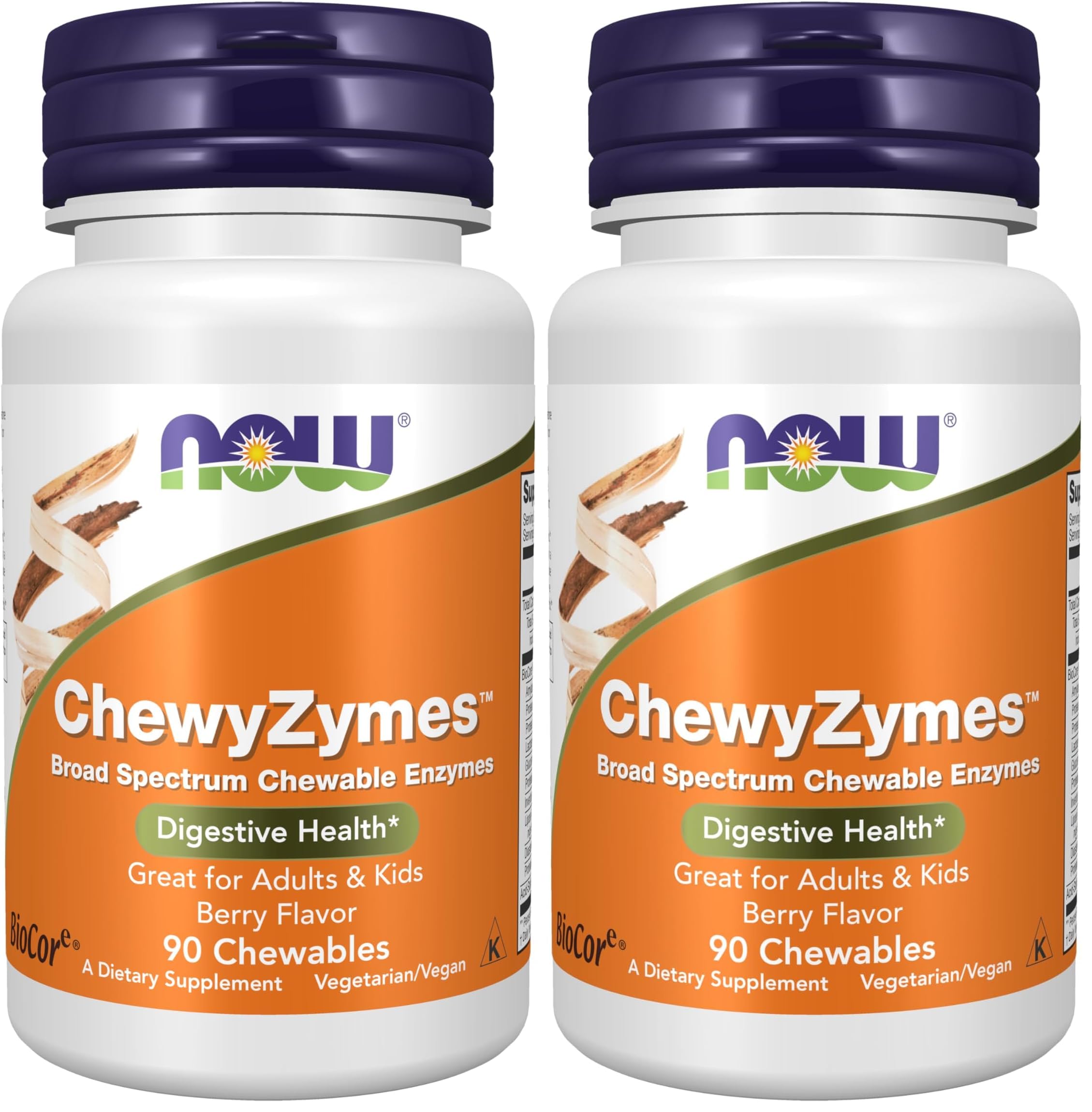 NOW Supplements, ChewyZymes, Broad Spectrum Chewable Enzymes, Berry Flavor, 90 Chewables (Pack of 2) 90 Count (Pack of 2)