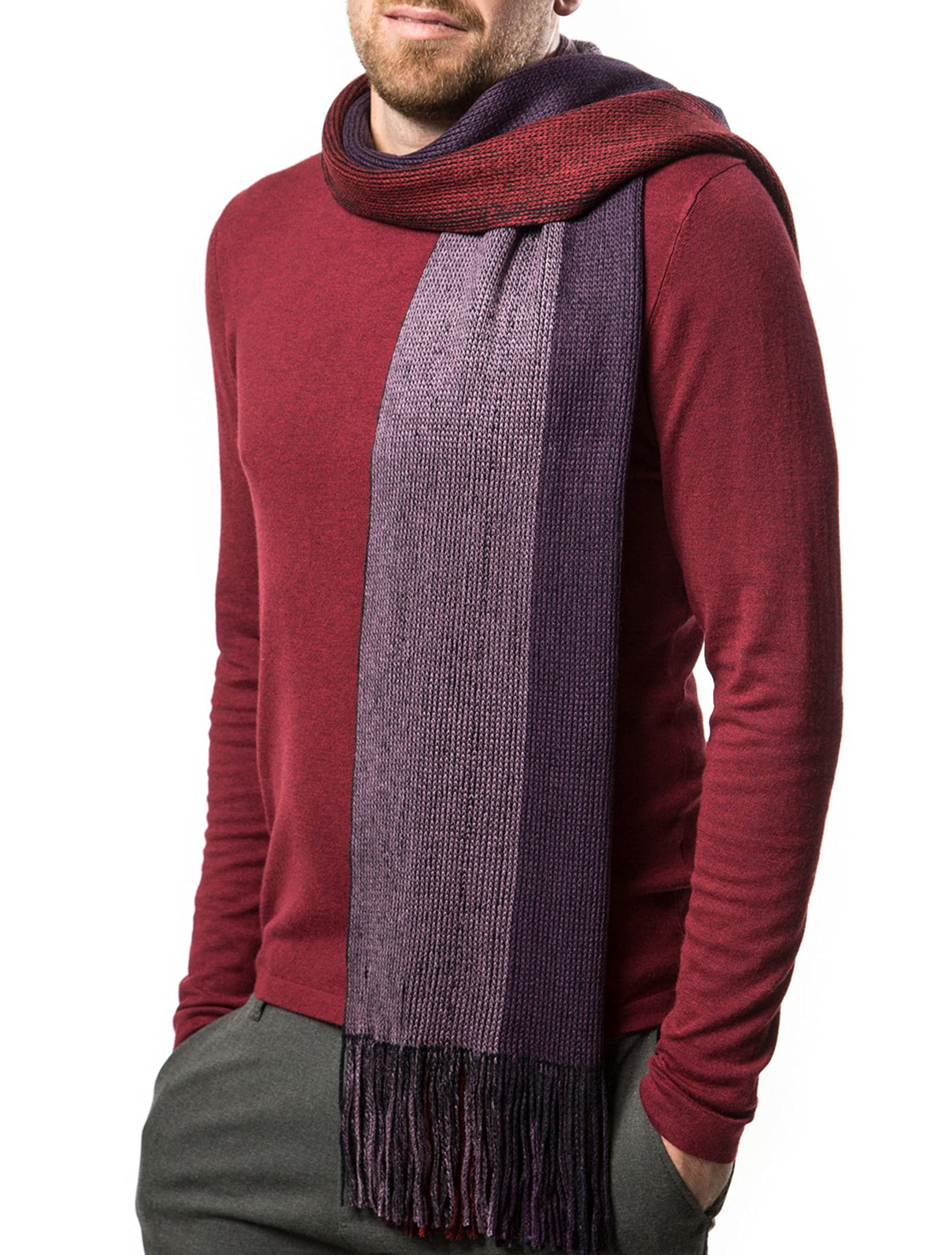 Mens Scarf, Knit Striped Scarf, Winter Fashion Scarf In An Elegant Gift Box-image-28