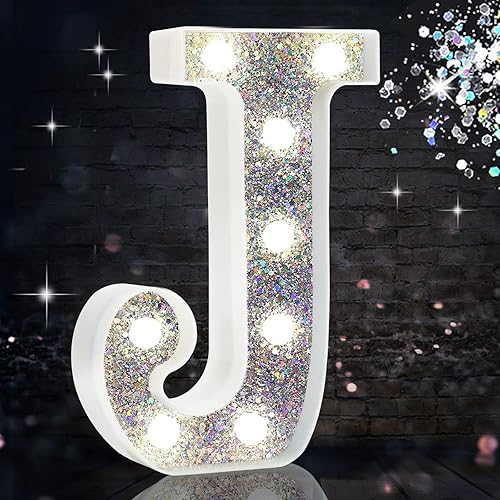 Miniatura 1 de Letras iluminadas, letras con luces brillantes que funcionan con pilas, letras LED del alfabeto, letras del alfabeto para luz nocturna, bodas,