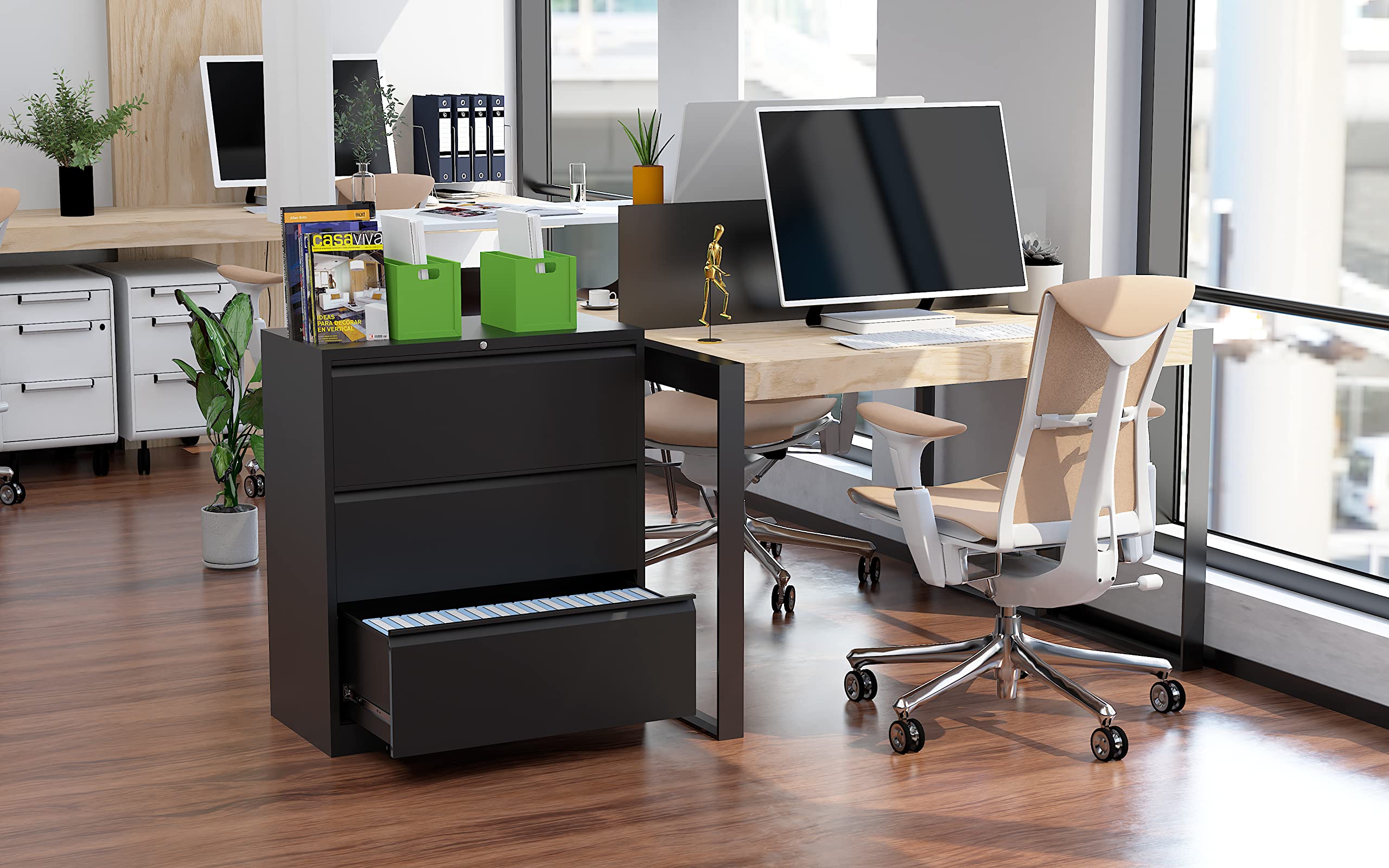 Buy Fesbos Lateral File with Lock, 3 Drawer Large Metal Filing