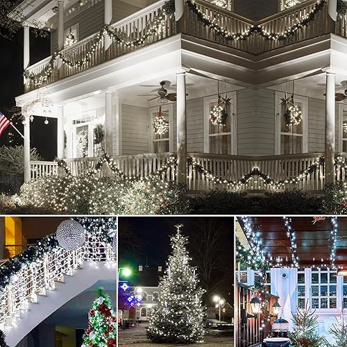 Miniatura 5 de Luces de Navidad para exteriores, luces de árbol de Navidad, 66 pies, 200 LED con 8 modos, enchufe de extremo a extremo, certificado UL, tira de