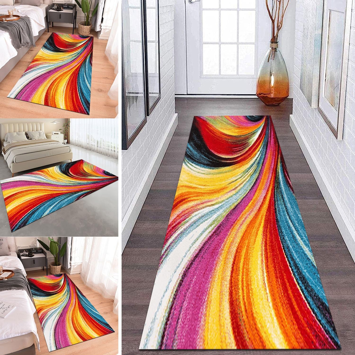 Rwoxing A Hallway Runner Rug Carpet Runner For Hallways Kitchen Non-Slip Washable Long Hall Runner Narrow Rugs Doormats Indoor Re Rug Living Room Bedroom Entrance