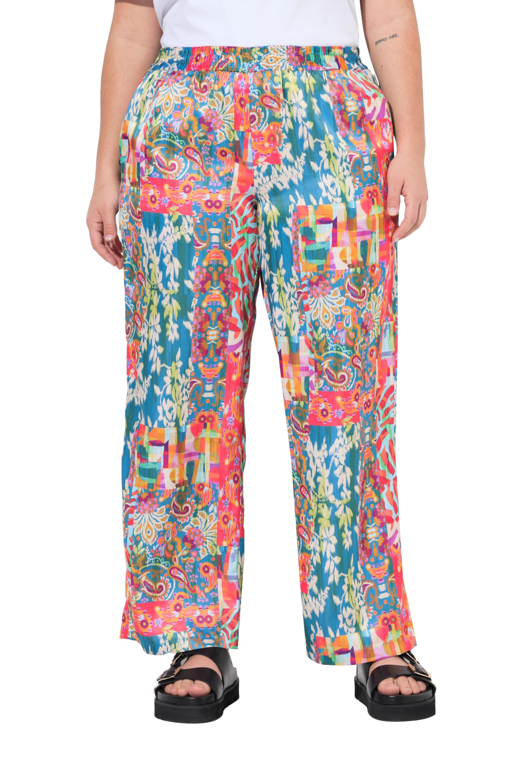 Angel of Style Damen große Größen Übergrößen Plus Size Hose, gerades Bein, Patchprint, Elastikbund 840362