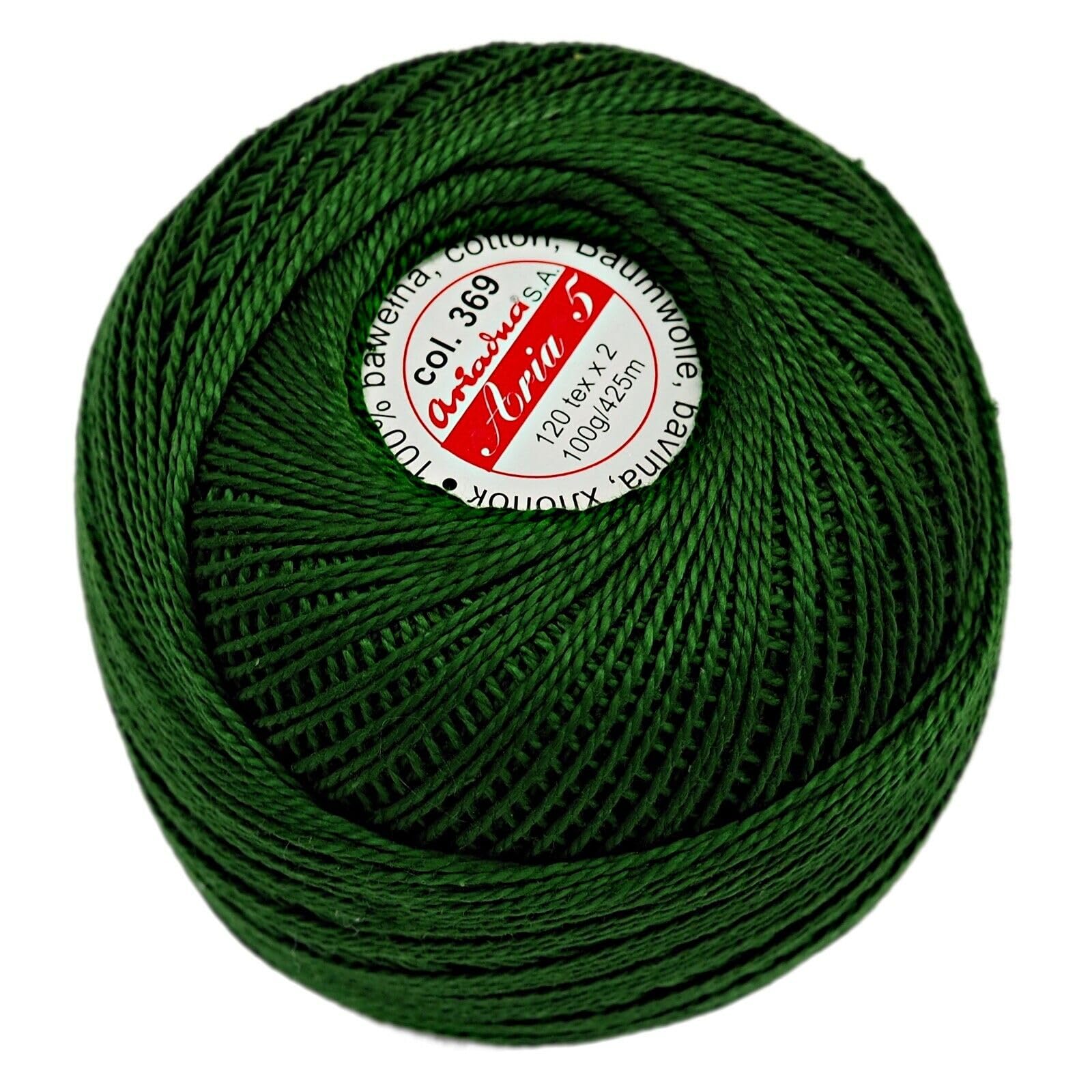 Cotton Crochet and Knitting Yarn Thread Size 5, Large 425m Spool, 32 Vibrant Colors, Quality Crafting Material for Handmade Project