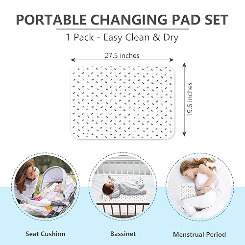 Miniatura 3 de RUILI Cambiador de pañales impermeable para bebé, algodón suave reutilizable, tapete cambiador absorbente portátil para niñas, niños y mujeres (1