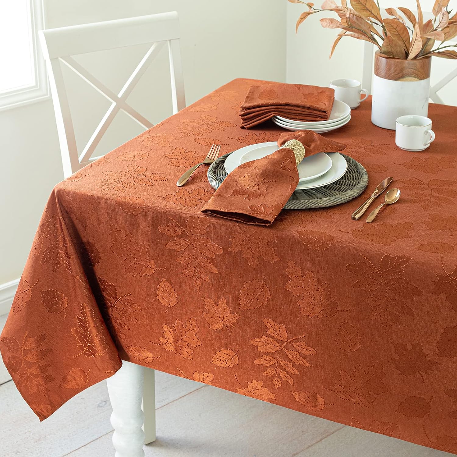 70% Off Discount Benson Mills Harvest Legacy Damask Fabric Tablecloth for Fall, Harvest, and Thanksgiving (Rust, 60 x 104 Rectangular) Tech Deals 🔥 Benson Mills Harvest Legacy Damask Fabric Tablecloth for Fall, Harvest, and Thanksgiving (Rust, 60 x 104 Rectangular)